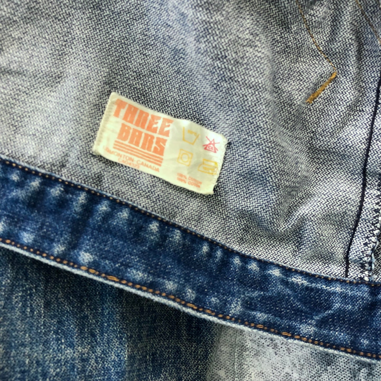 Vintage 90s Three Bars Zip Button Denim Jacket XXL