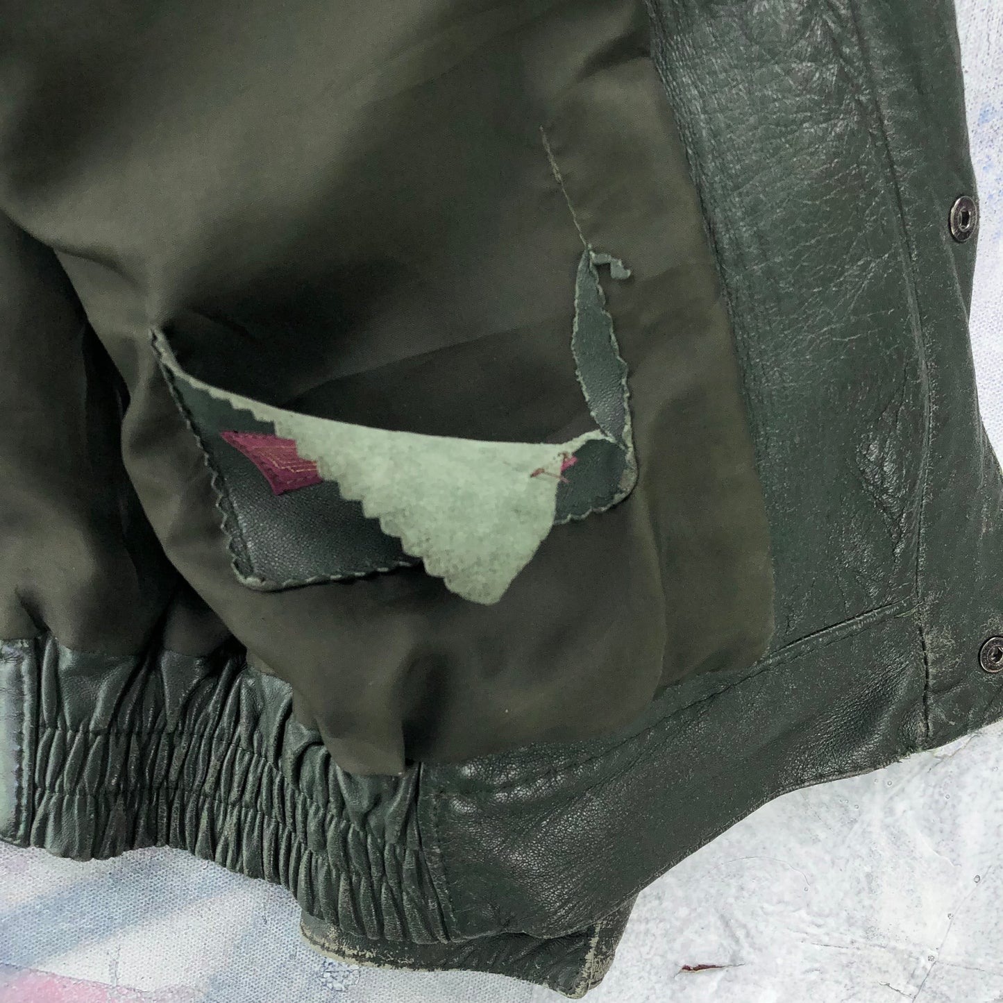 Vintage French Bomber Button Leather Jacket L