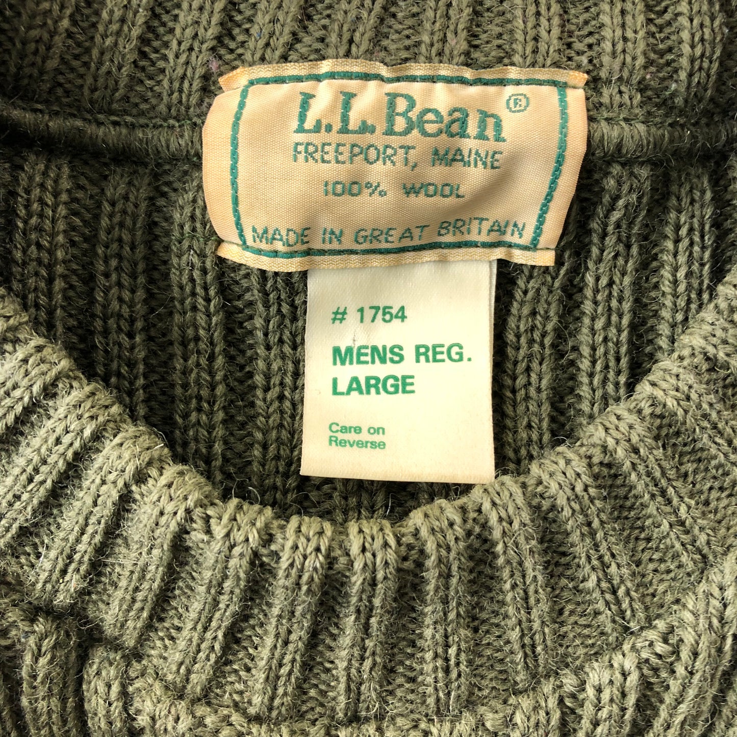 Vintage L.L Bean Freeport Maine Military Wool Sweater L