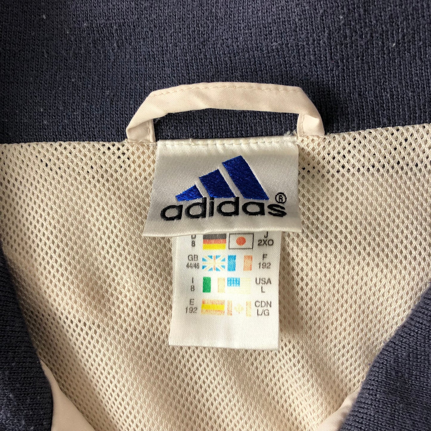 Vintage Adidas Three Stripes Windbreaker Zip Jacket L