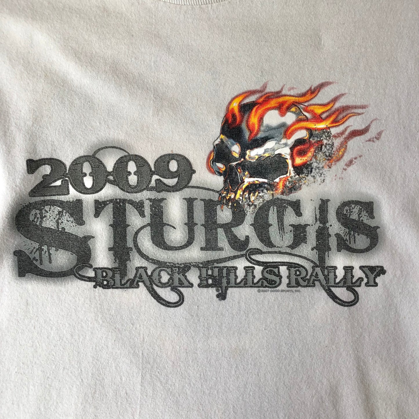 Vintage 2009 Sturgis Black Hills Ralley Flaming Skull T Shirt XL