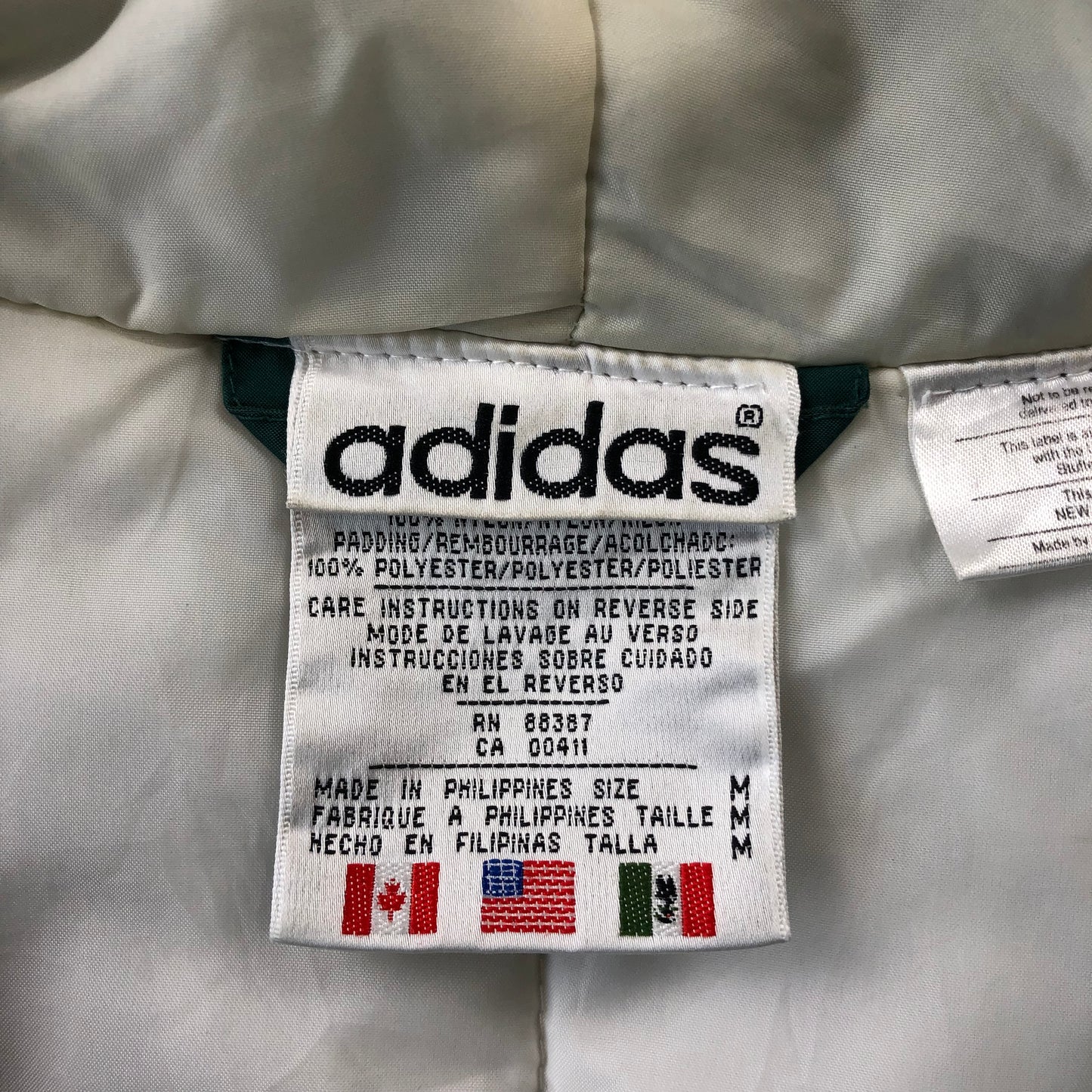 Vintage 90s Adidas Hooded Puffer Zip Jacket M