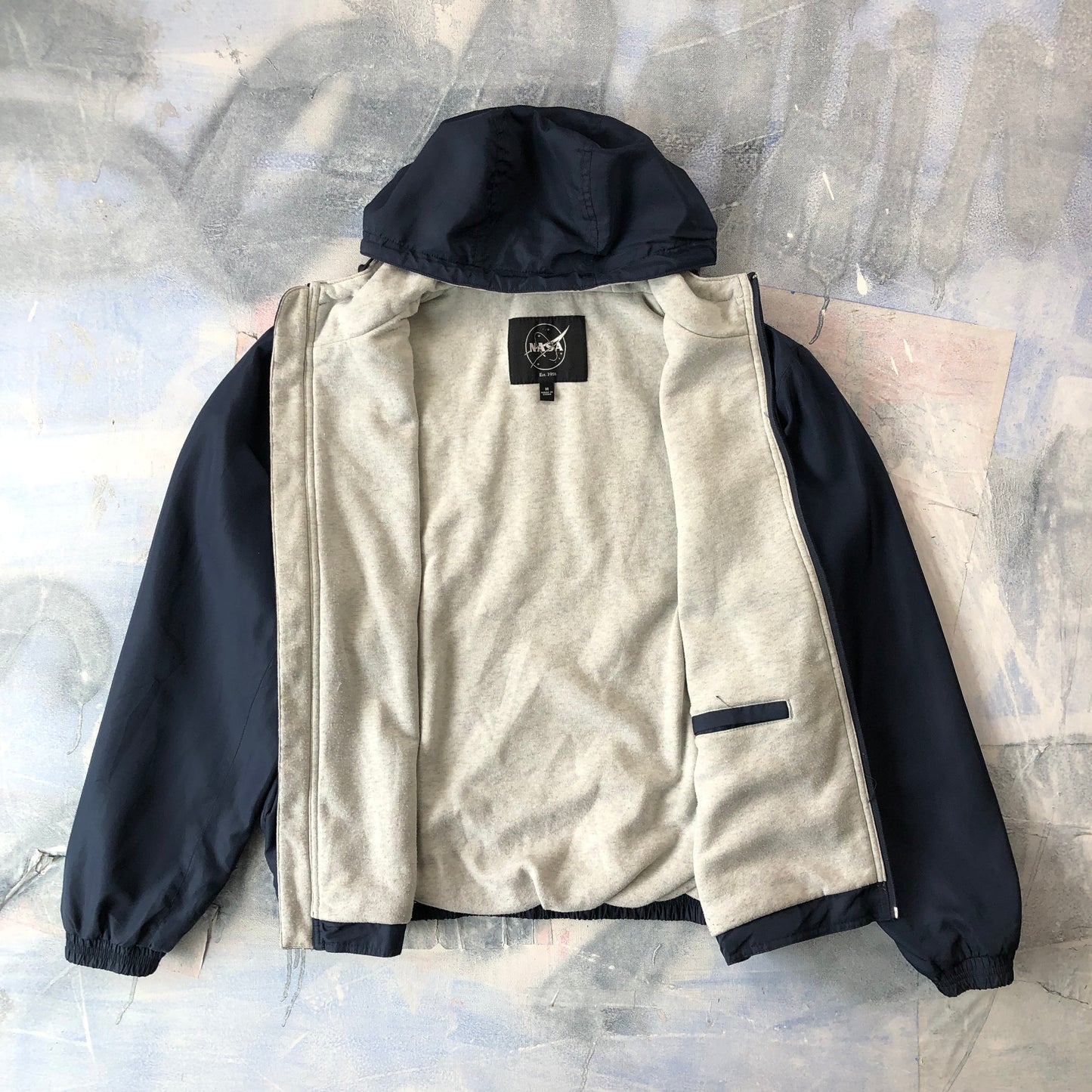 Nasa Embroided Hooded Zip Jacket M