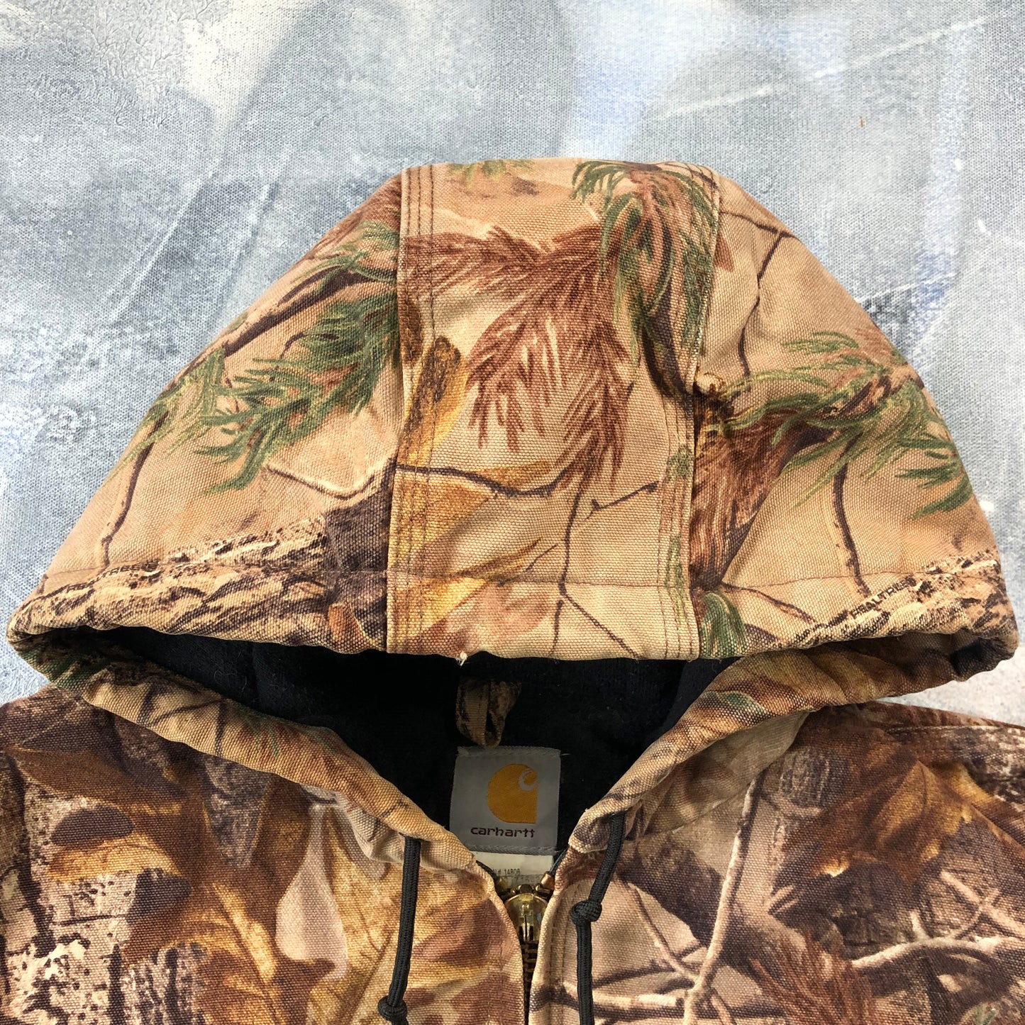 Vintage Carhartt J122 CAP Real Tree Camo Workwear Zip Hooded Jacket S