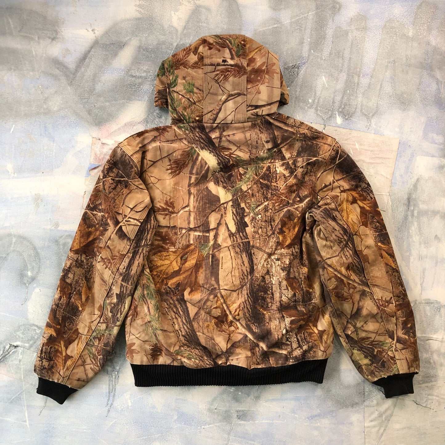 Vintage Carhartt J122 CAP Real Tree Camo Workwear Zip Hooded Jacket S