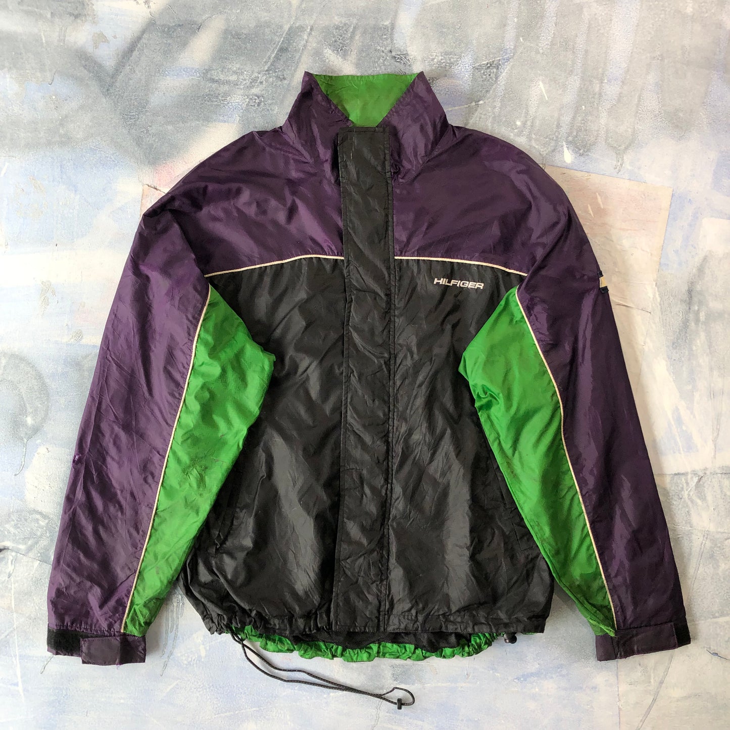 Tommy Hilfiger 90s Grunge Color Block Windbreaker Jacket XL
