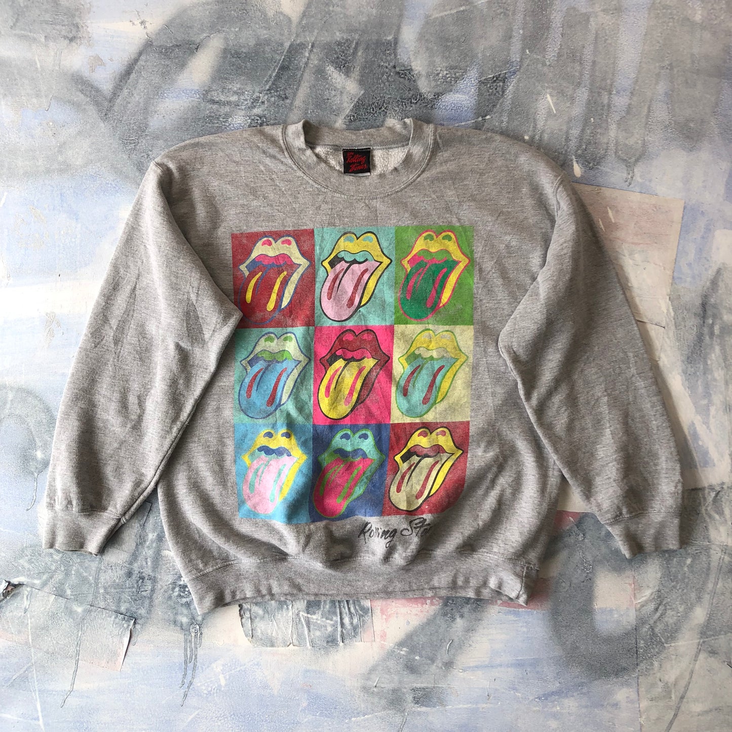 The Rolling Stones Andy Warhol Tongue Graphic Crewneck Sweatshirt L