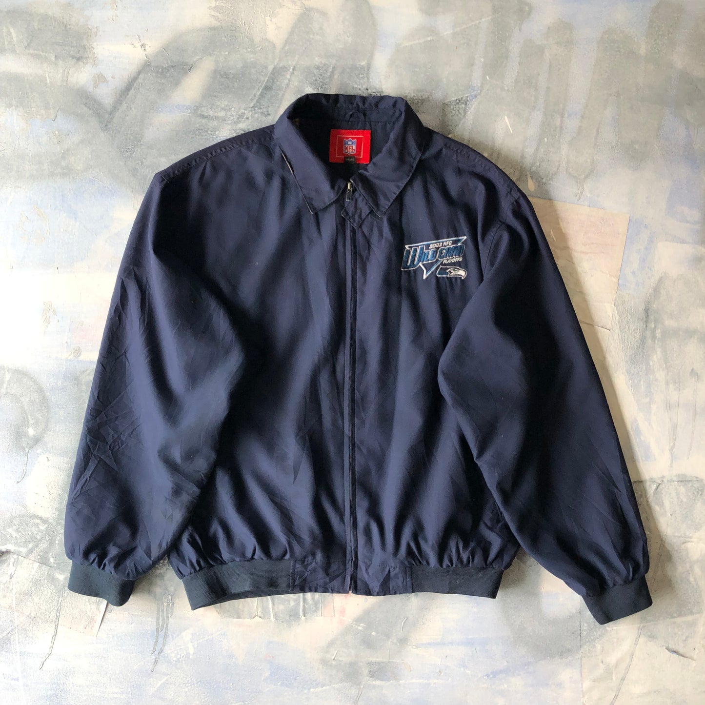 NFL Seattle Seahawks 2003 NFC Wildcard Playoffs Bomber Windbreaker Zip Jacket L