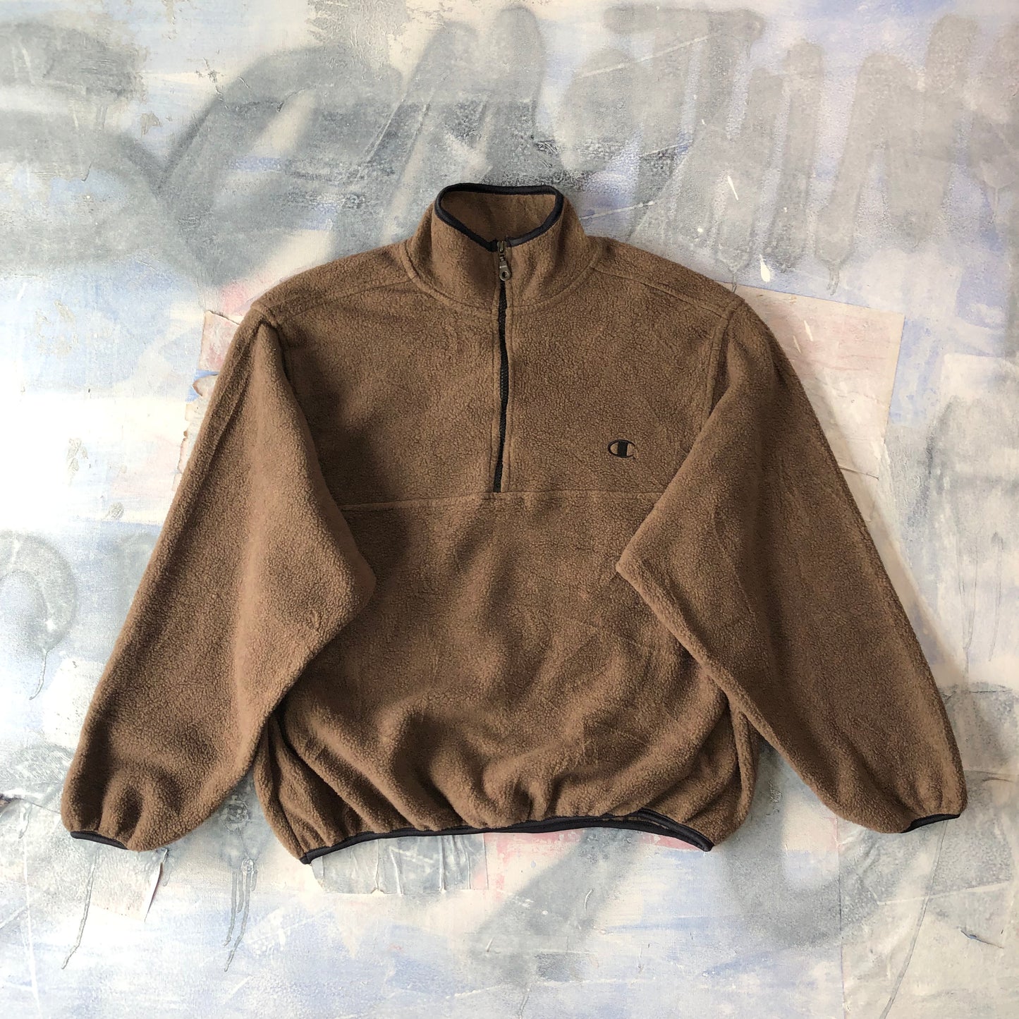 Champion Retro Quarter Zip Fleece Sweatshirt M