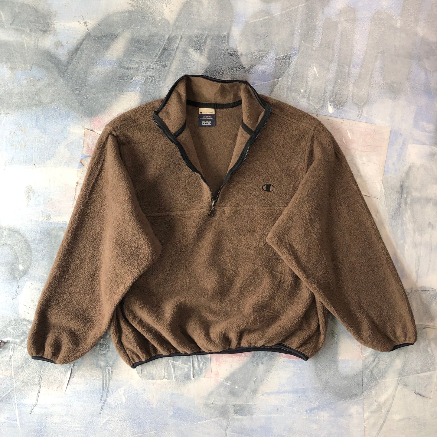 Champion Retro Quarter Zip Fleece Sweatshirt M