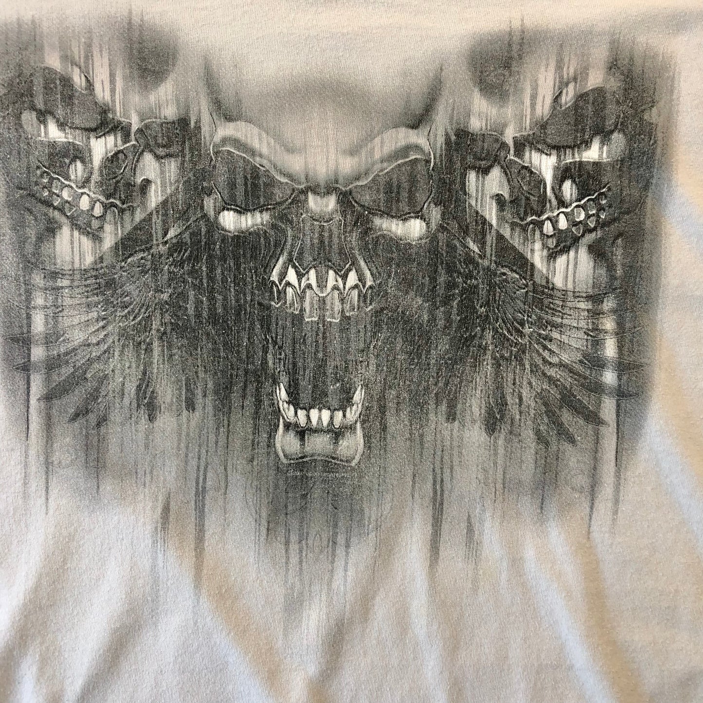 Vintage Y2K Hot Leathers Skulls Wings T Shirt XXL
