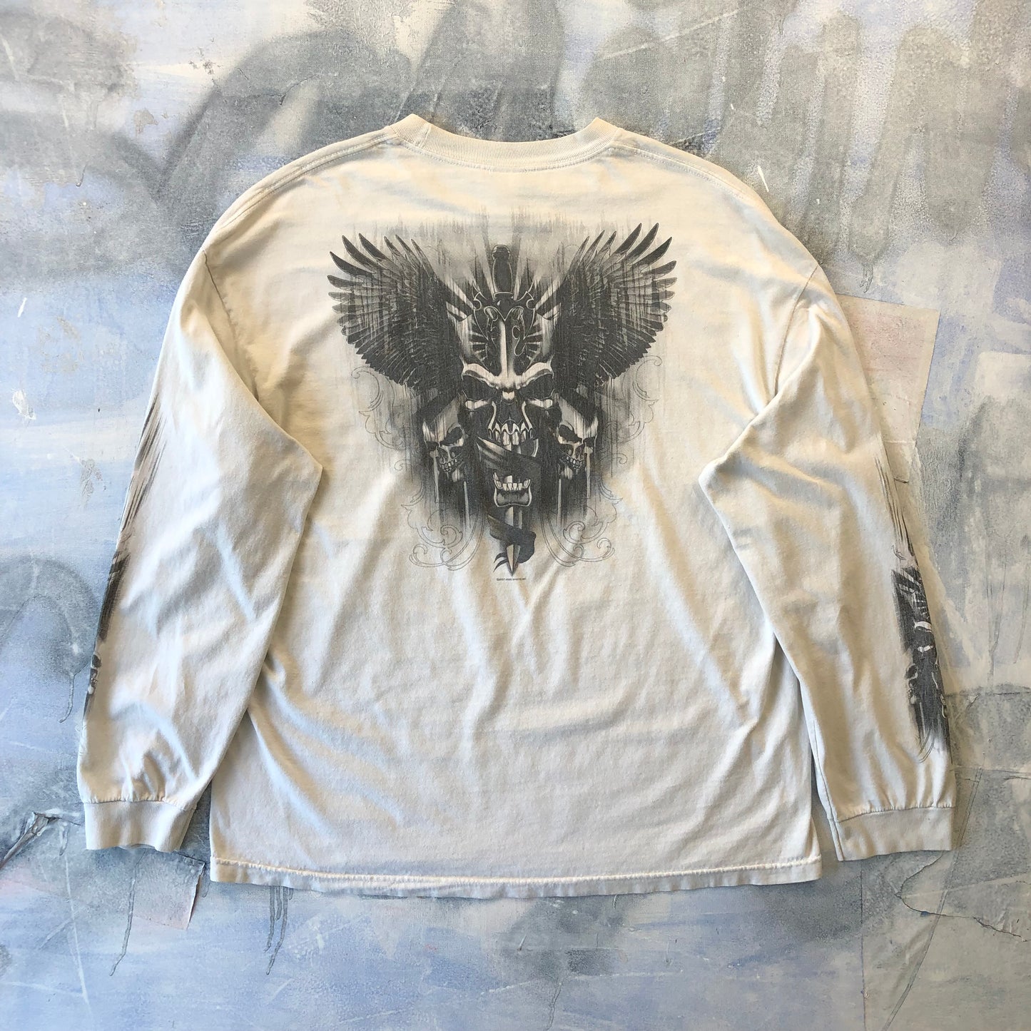 Vintage Y2K Hot Leathers Skulls Wings T Shirt XXL