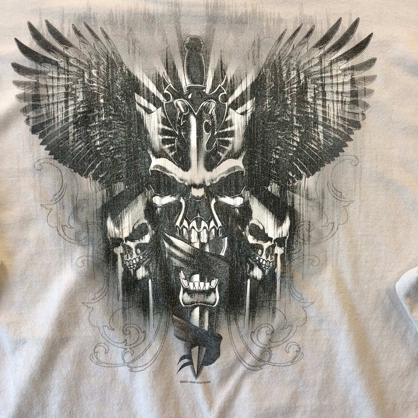 Vintage Y2K Hot Leathers Skulls Wings T Shirt XXL
