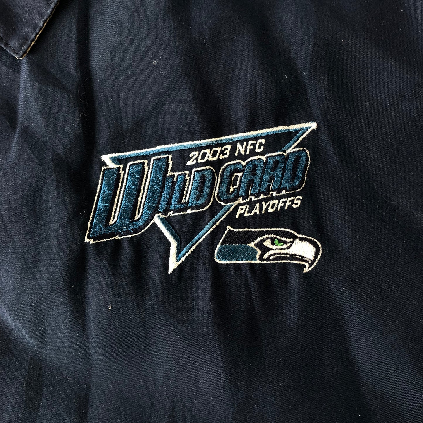 NFL Seattle Seahawks 2003 NFC Wildcard Playoffs Bomber Windbreaker Zip Jacket L