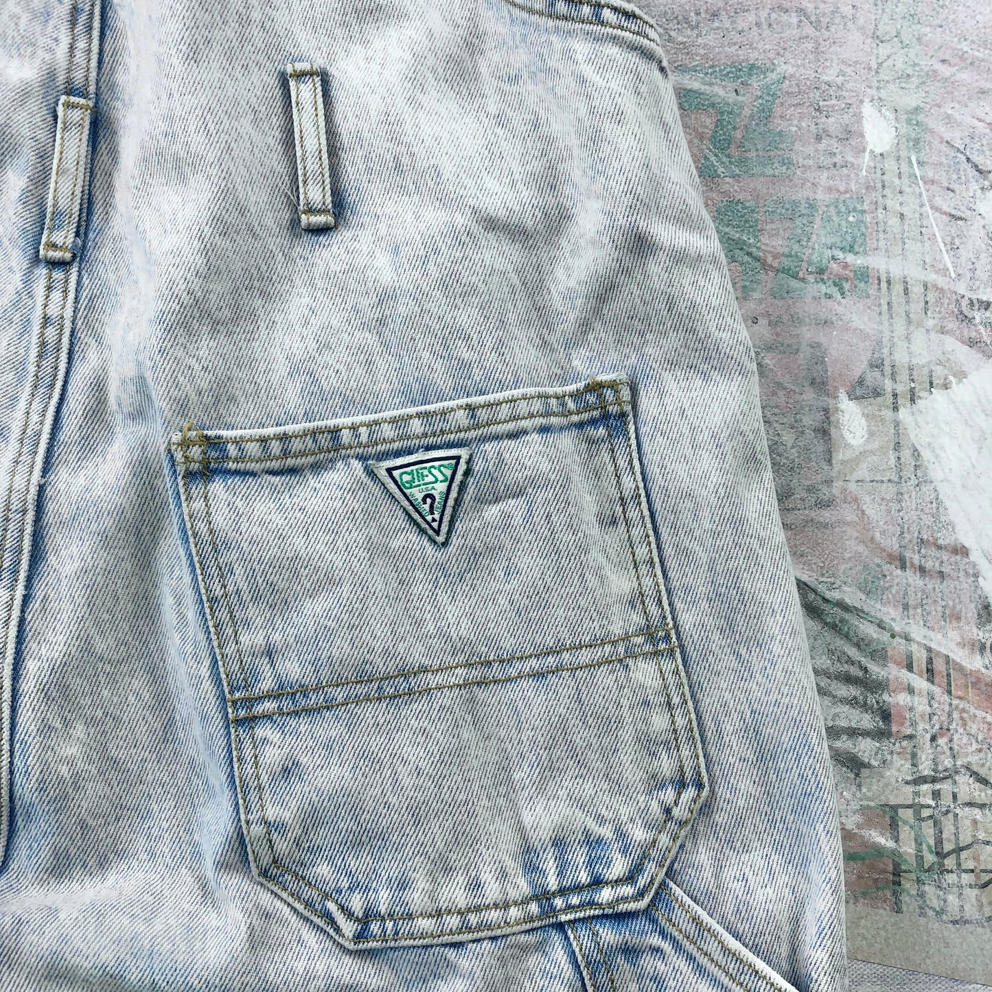 Vintage 90s USA Guess Georges Marciano Washed Denim Overall Jean L