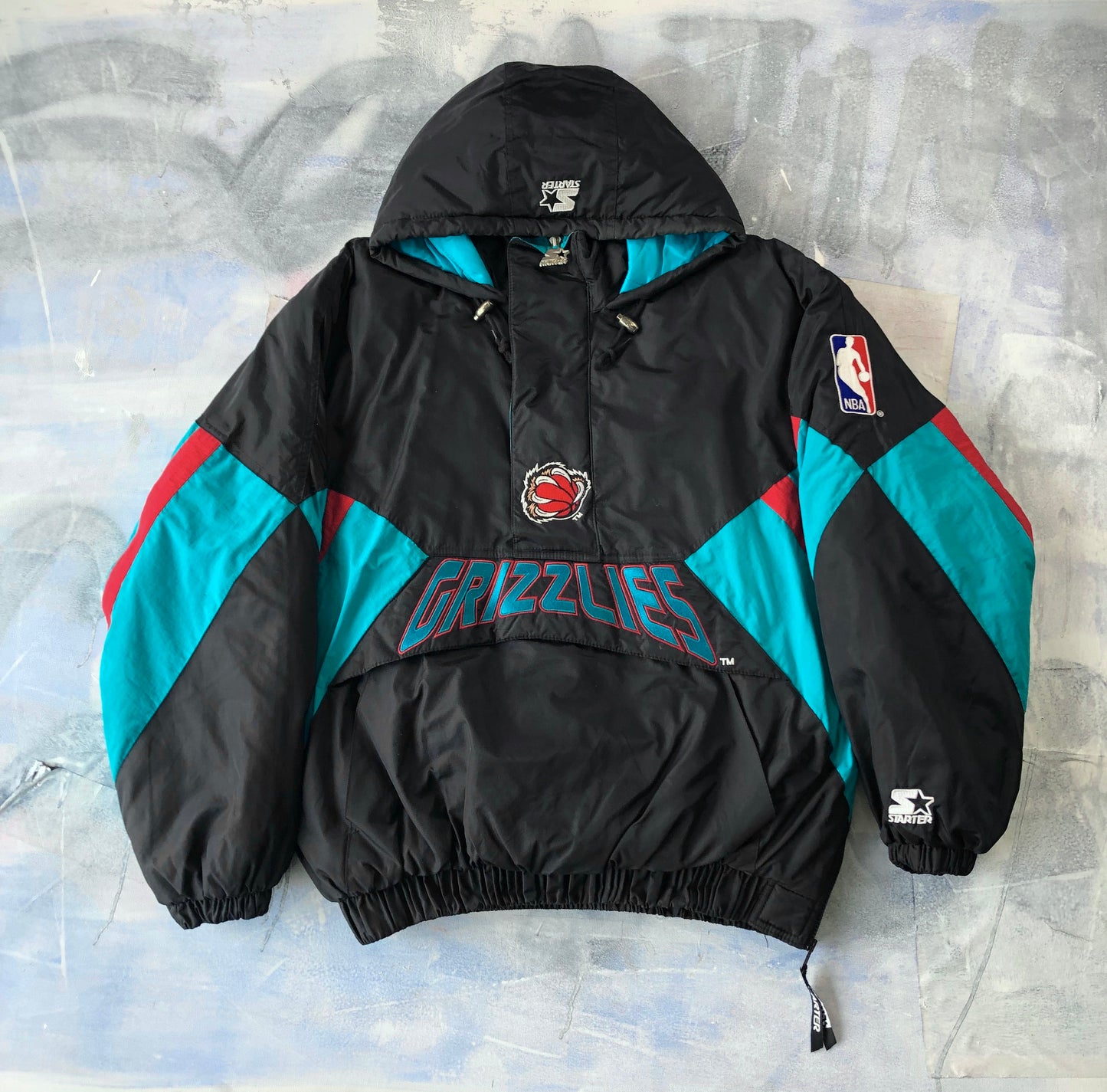 Vintage 90s Starter NBA Vancouver Grizzlies Puffer Quarter Zip Jacket XL