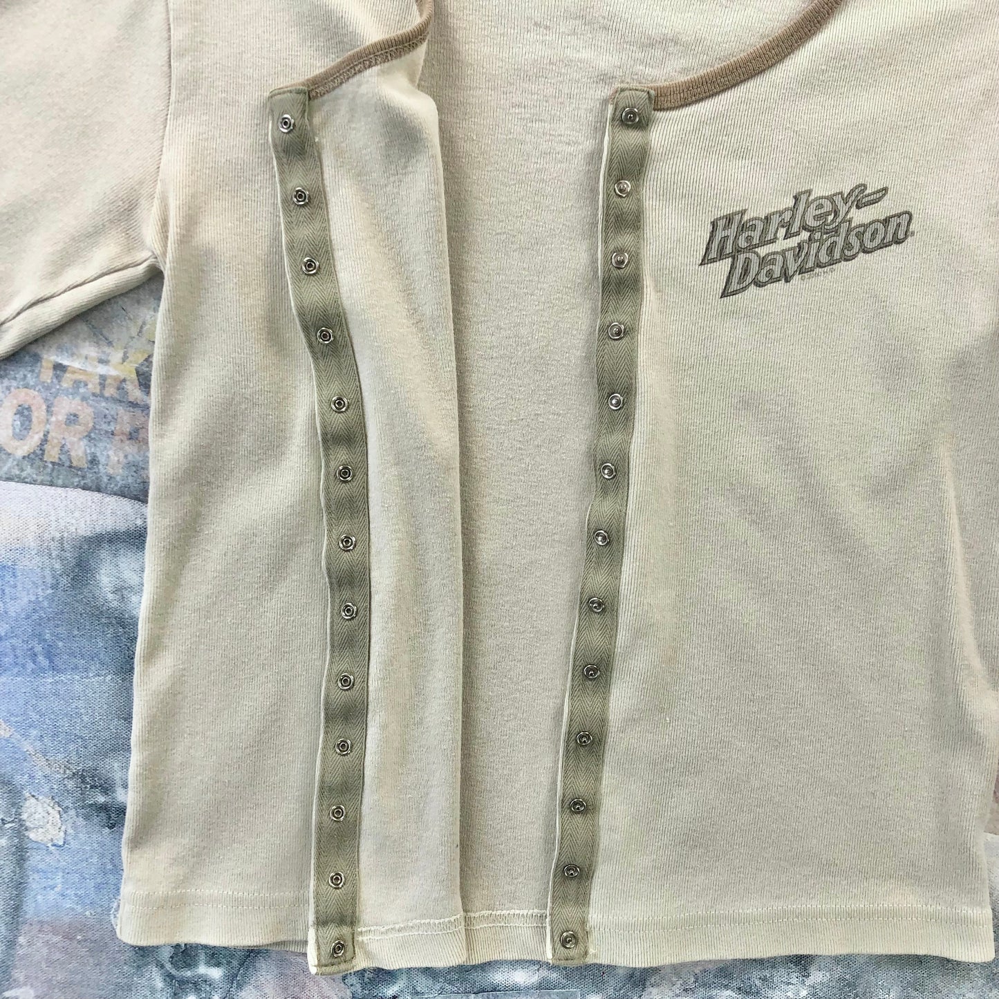 Vintage USA Harley Davidson Motorcycles Full Button Long Sleeve Blouse Shirt M (Womens)