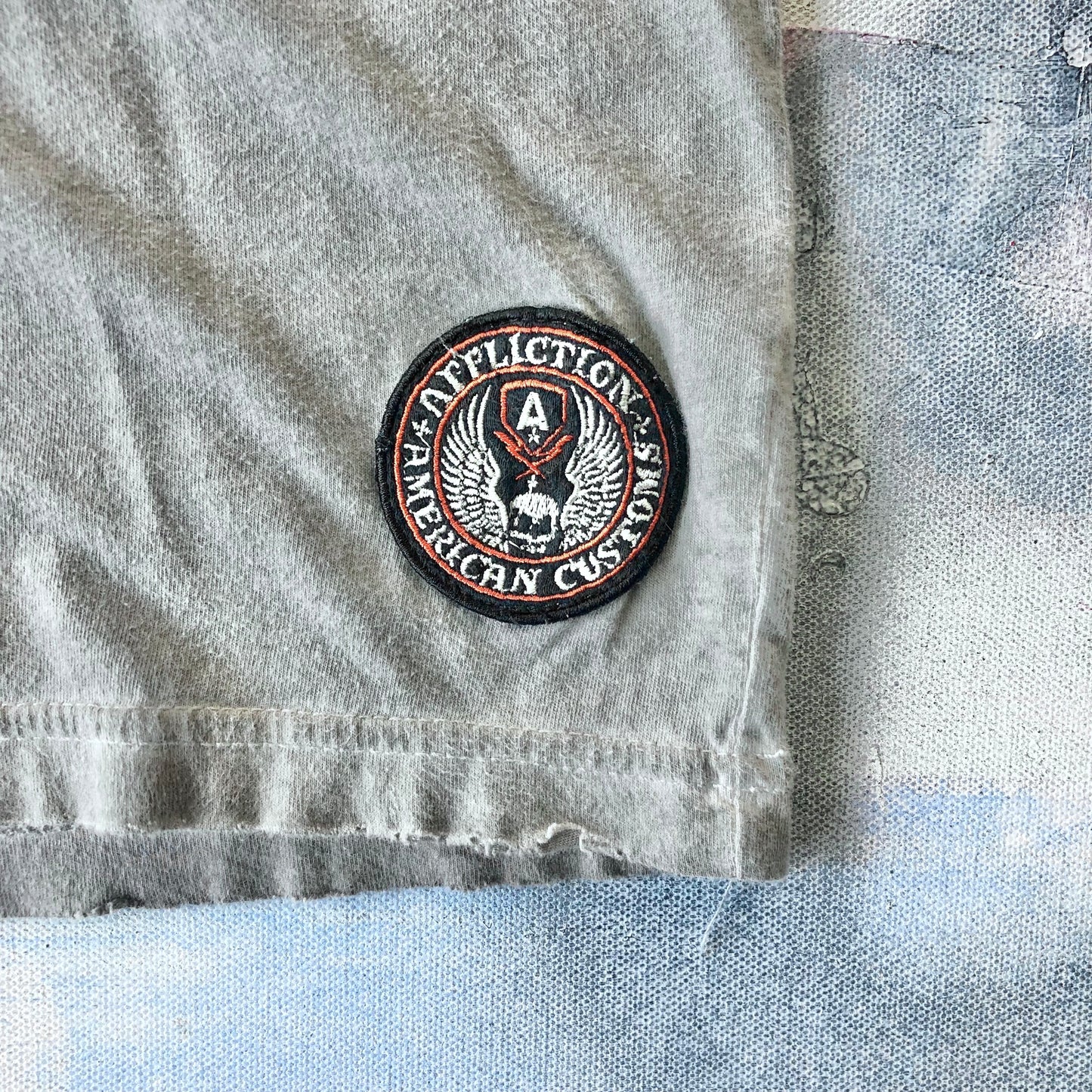 Vintage Y2K Affliction Indian Larry American Customs Motorcycle T Shirt L
