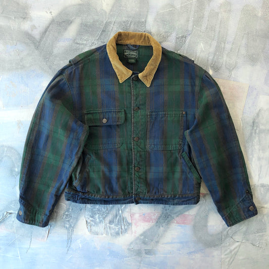 Vintage USA Polo Country Corduroy Collar Plaid Denim Button Jacket L