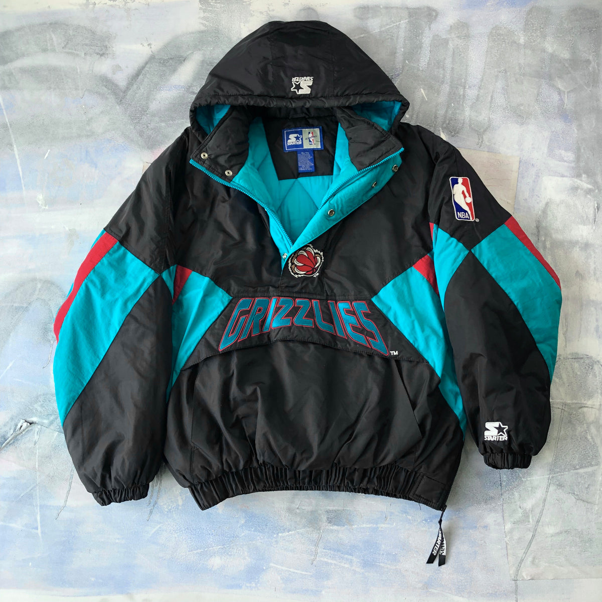 Vintage 90s Starter NBA Vancouver Grizzlies Puffer Quarter Zip Jacket XL