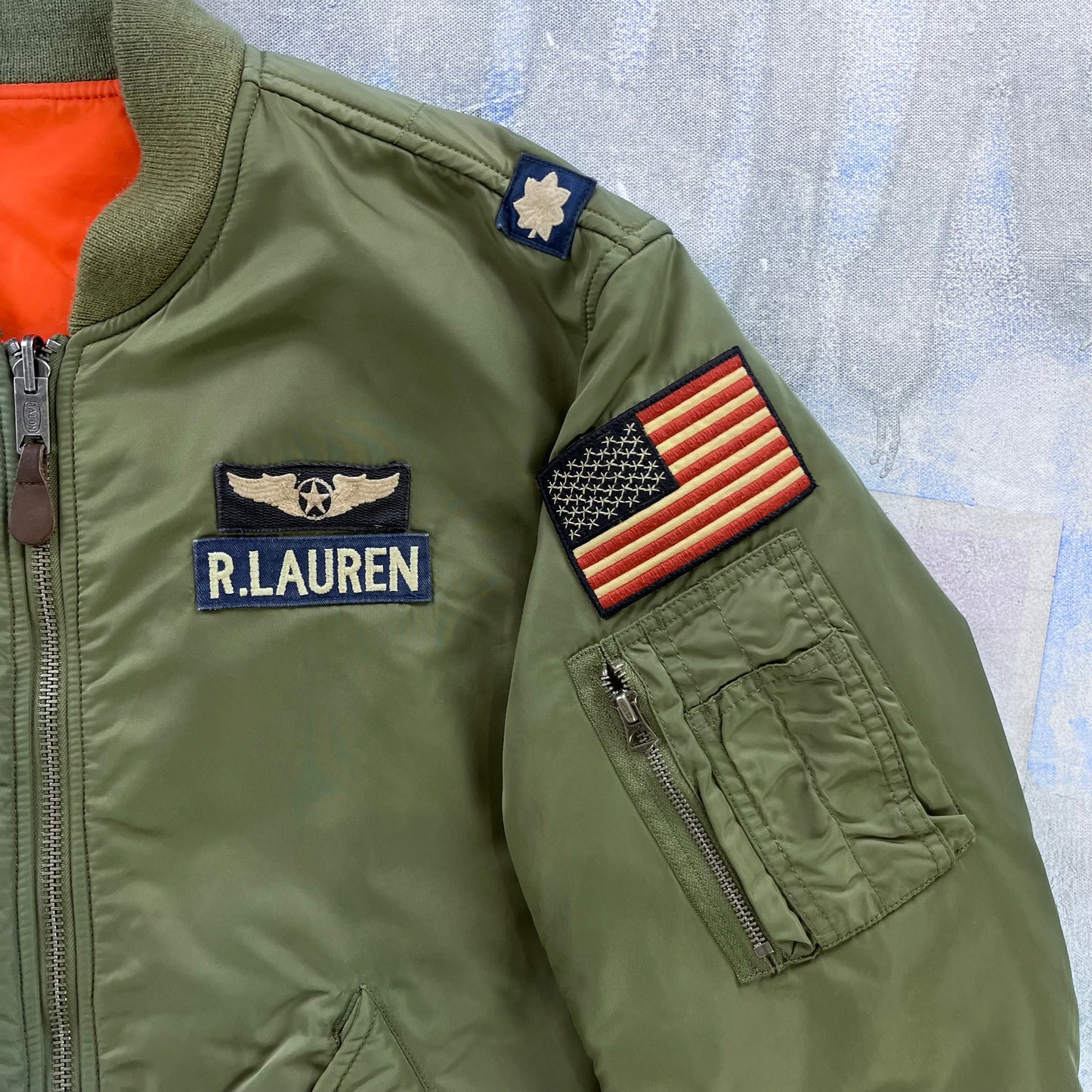 Vintage Ralph Lauren Reversible Flight MA-1 Bomber Zip Jacket XL