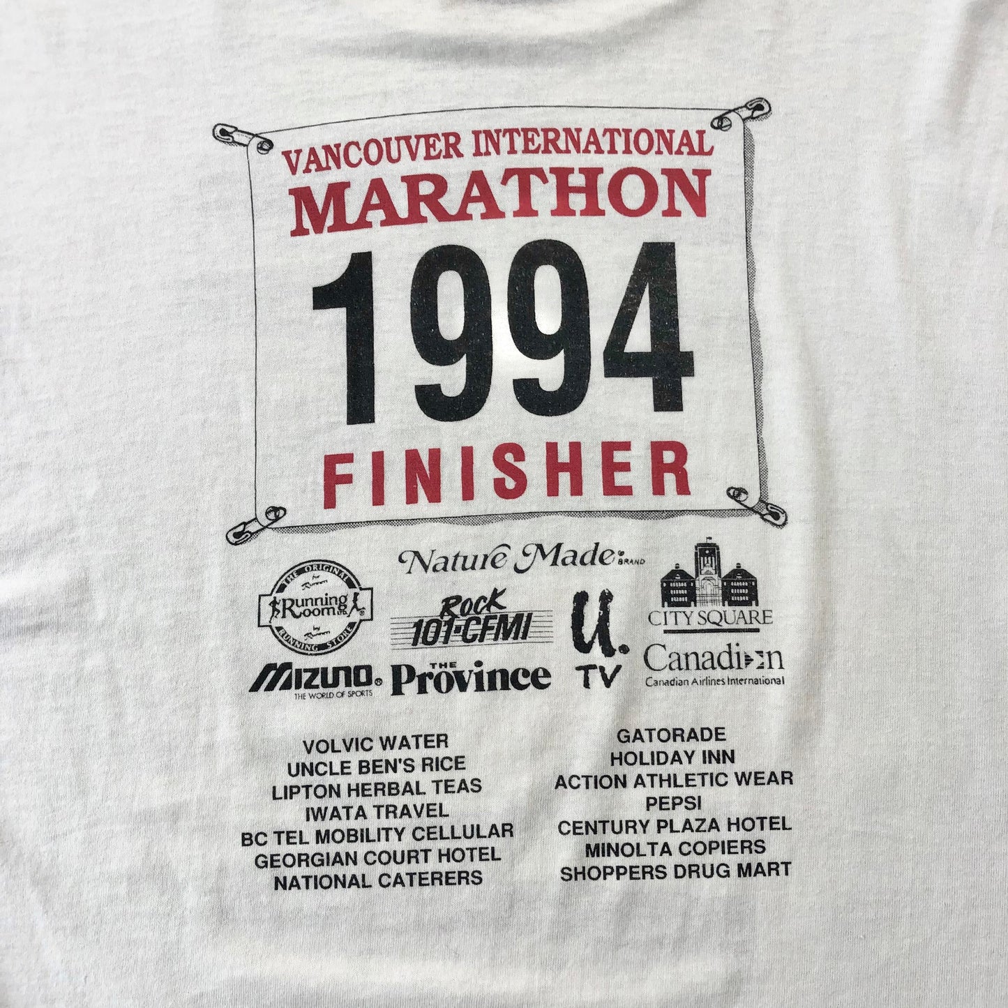 Vintage 90s Vancouver International Marathon Finisher T Shirt L