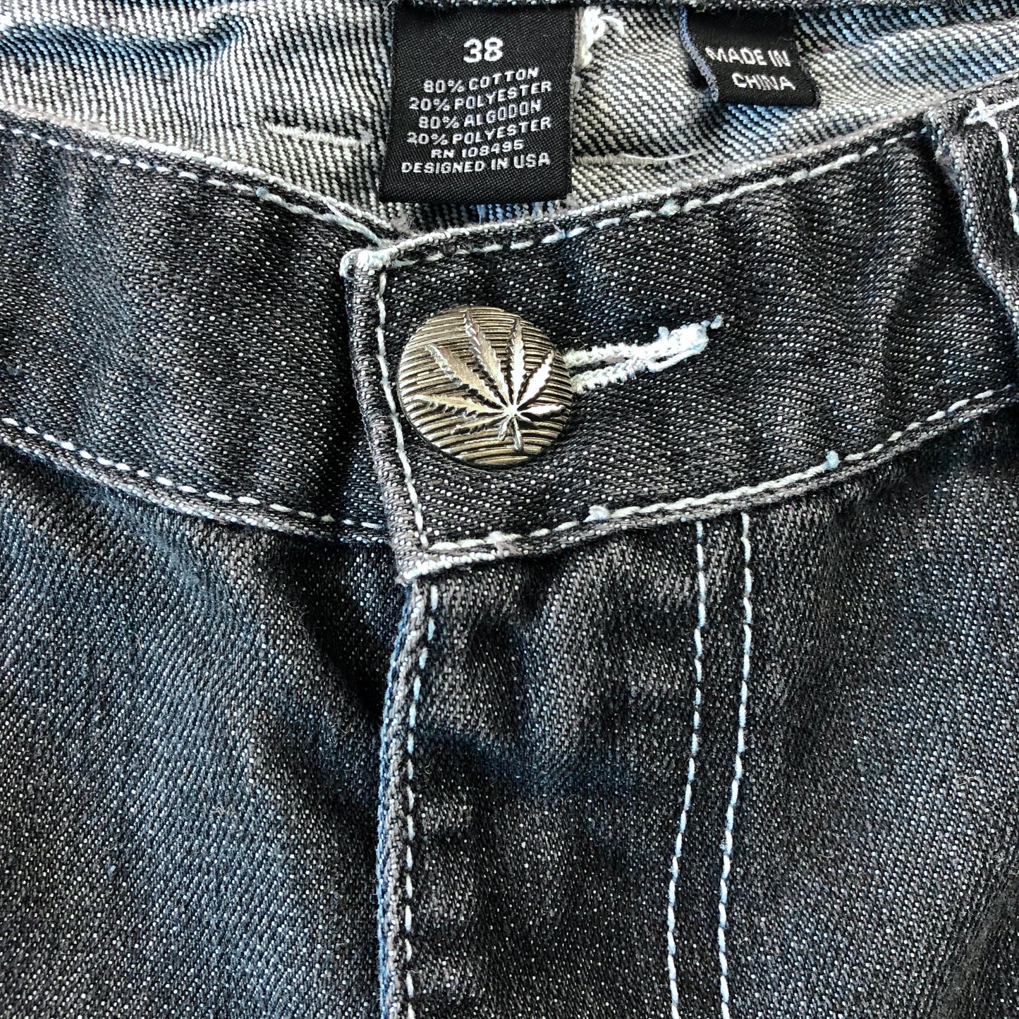 Vintage Y2K Victorious Cannabis Embroided Jort W38