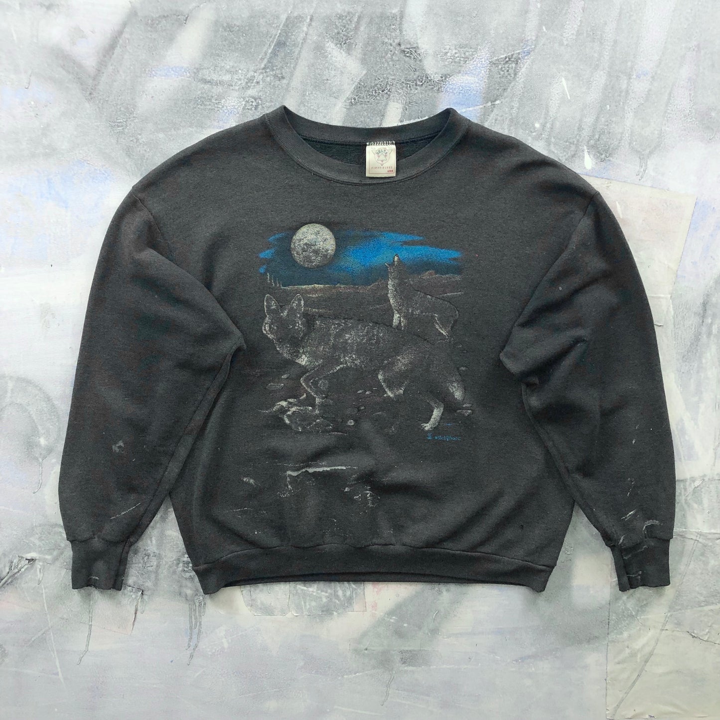 Vintage USA 90s Howling Wolf Pack Crewneck Sweatshirt XL