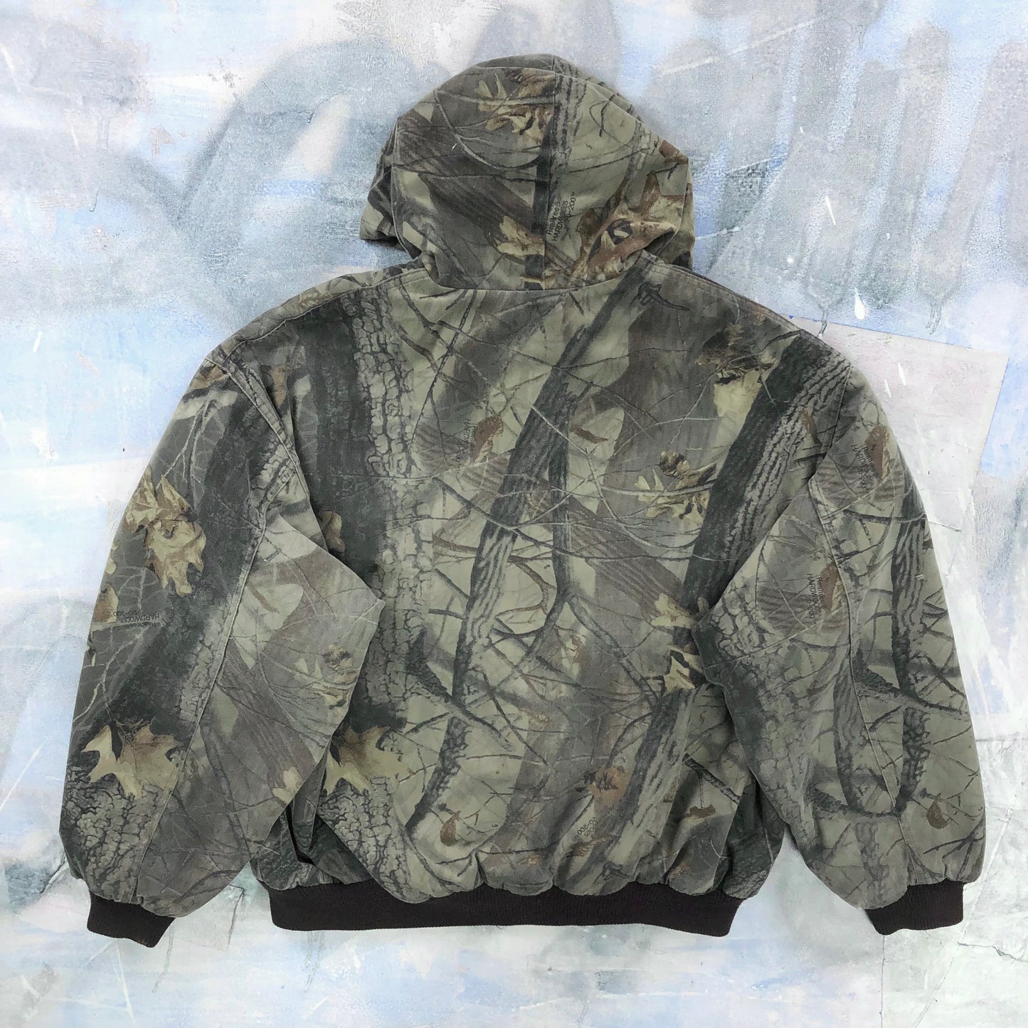 Vintage Real Tree Quilted Lined Hooded Zip Jacket XXL