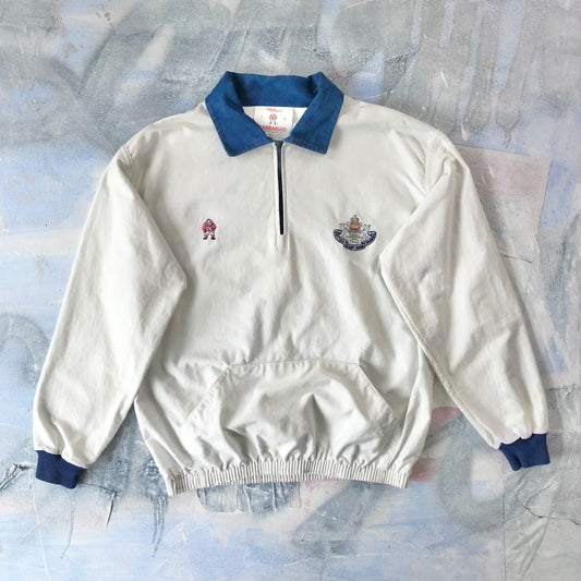 Vintage 90s Barbarian The Real One British Columbia Long Sleeve Rugby Polo Quarter Zip Sweatshirt L
