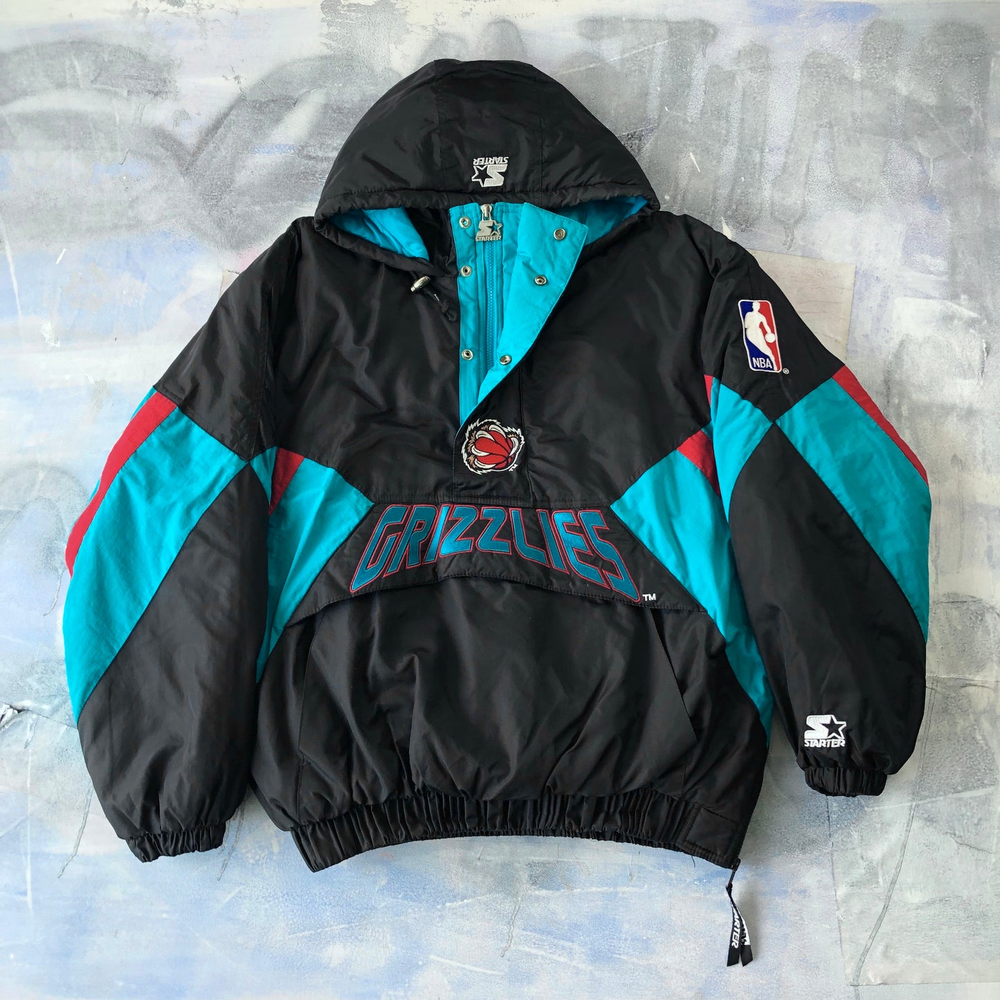 Vintage 90s Starter NBA Vancouver Grizzlies Puffer Quarter Zip Jacket XL