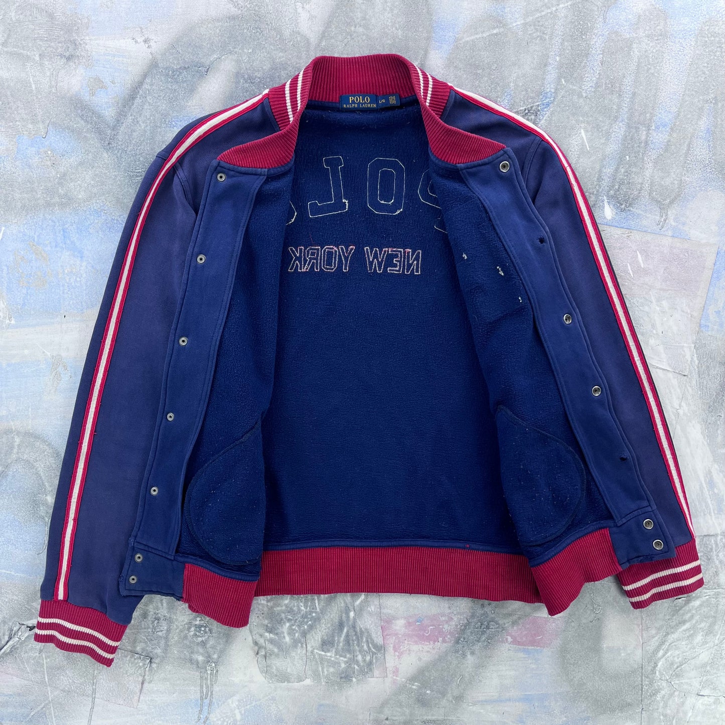 Polo Ralph Lauren New York Varsity Letterman Button Sweatshirt L