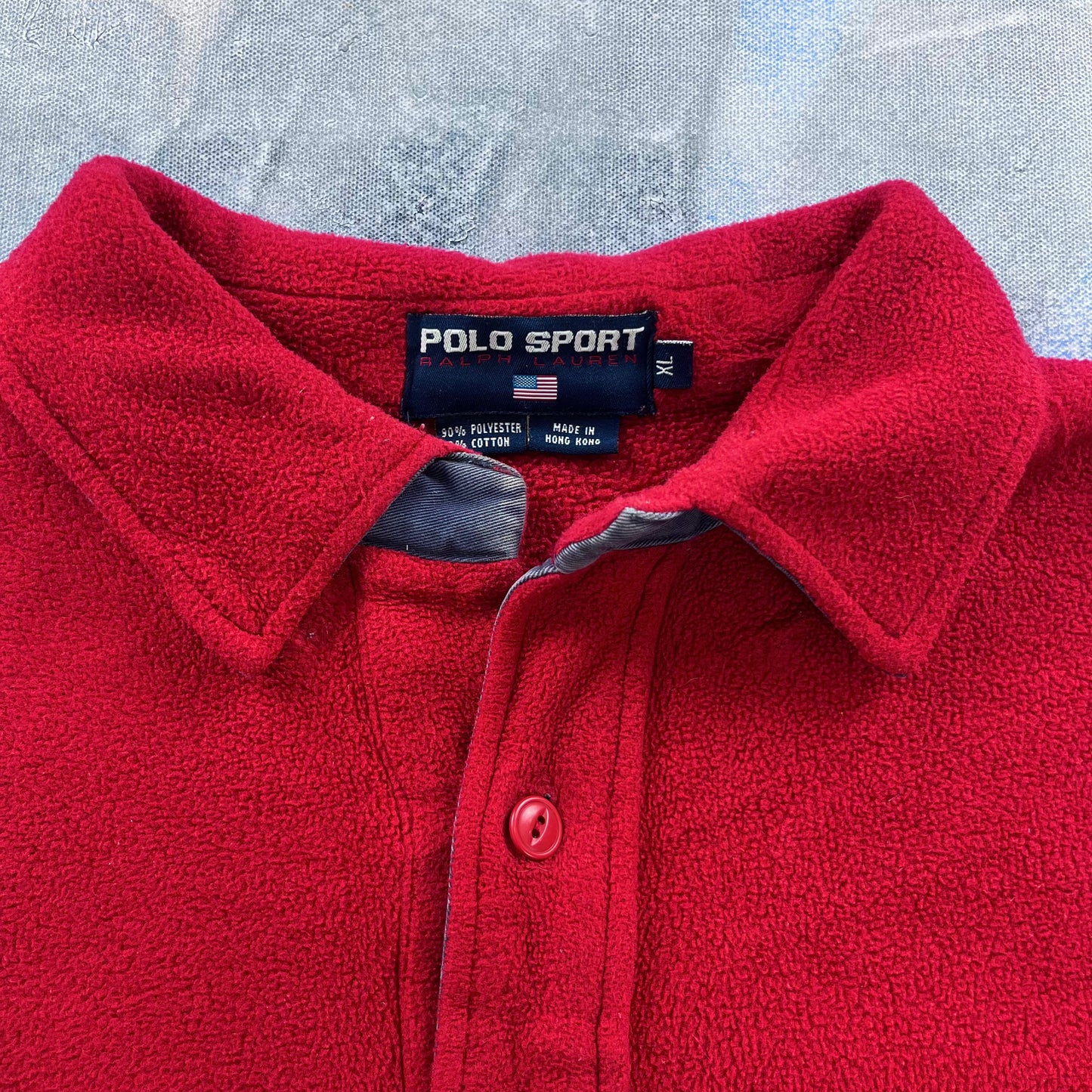 Vintage Polo Sport USA Quarter Button Fleece Sweatshirt XL