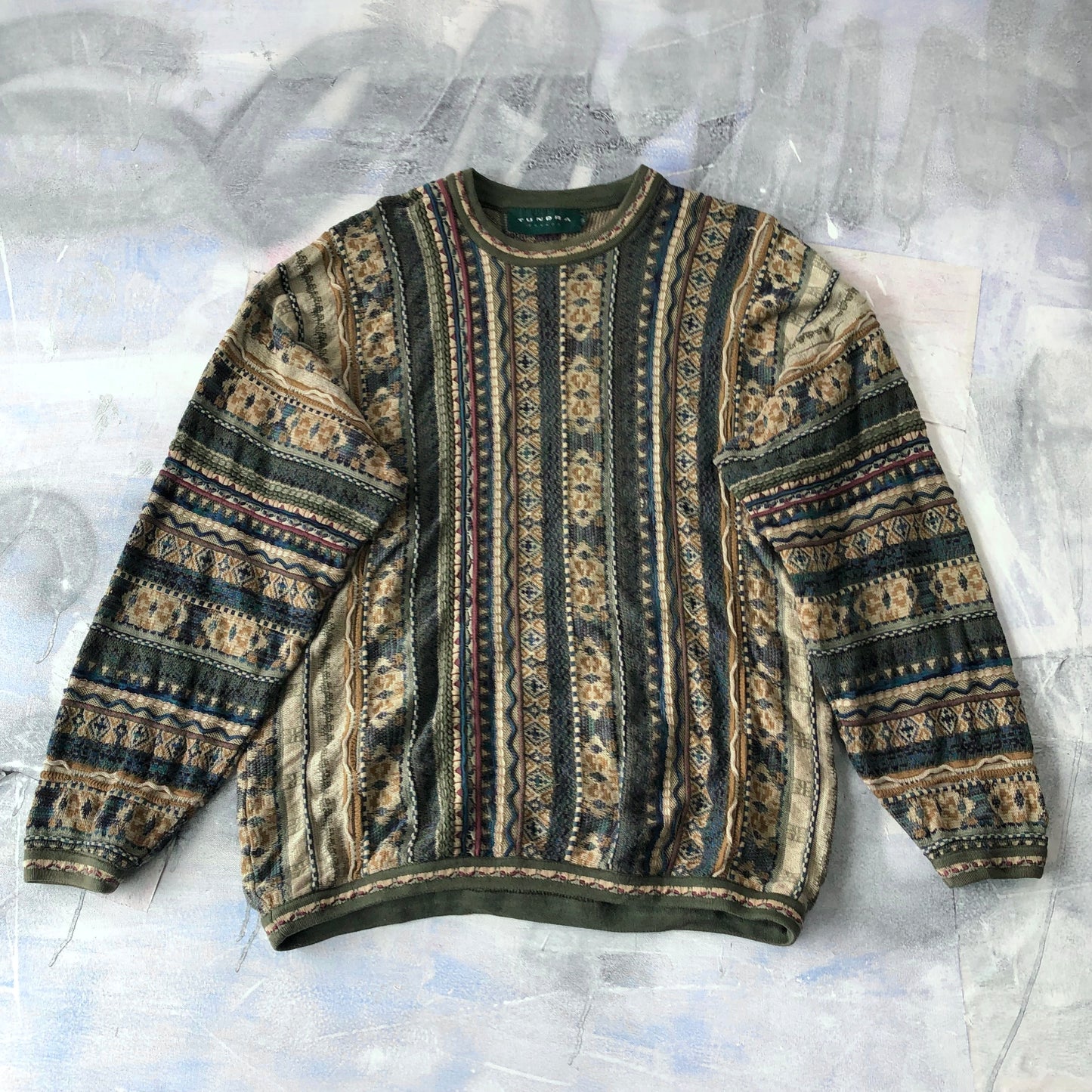 Tundra Coogi Style Knit Crewneck Sweater L