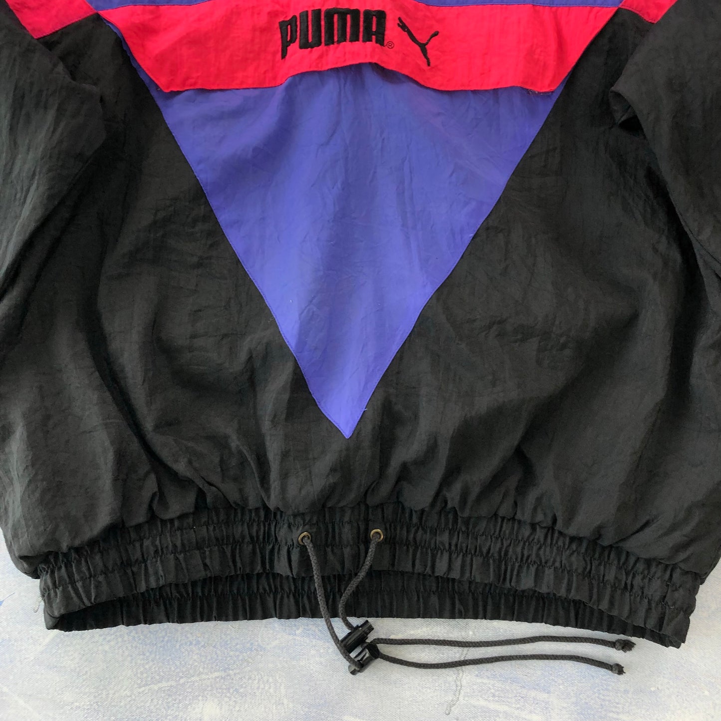 Vintage 90s Puma Colorblock Quarter Zip Hooded Puffer Jacket XL