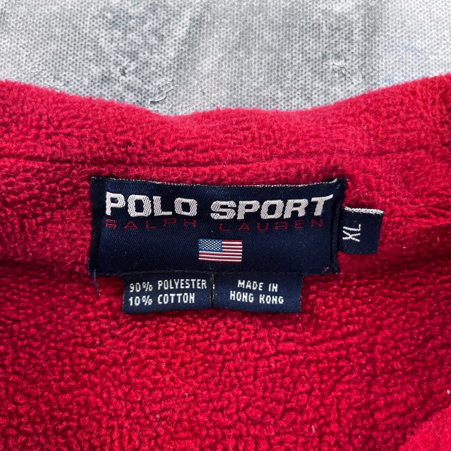 Vintage Polo Sport USA Quarter Button Fleece Sweatshirt XL