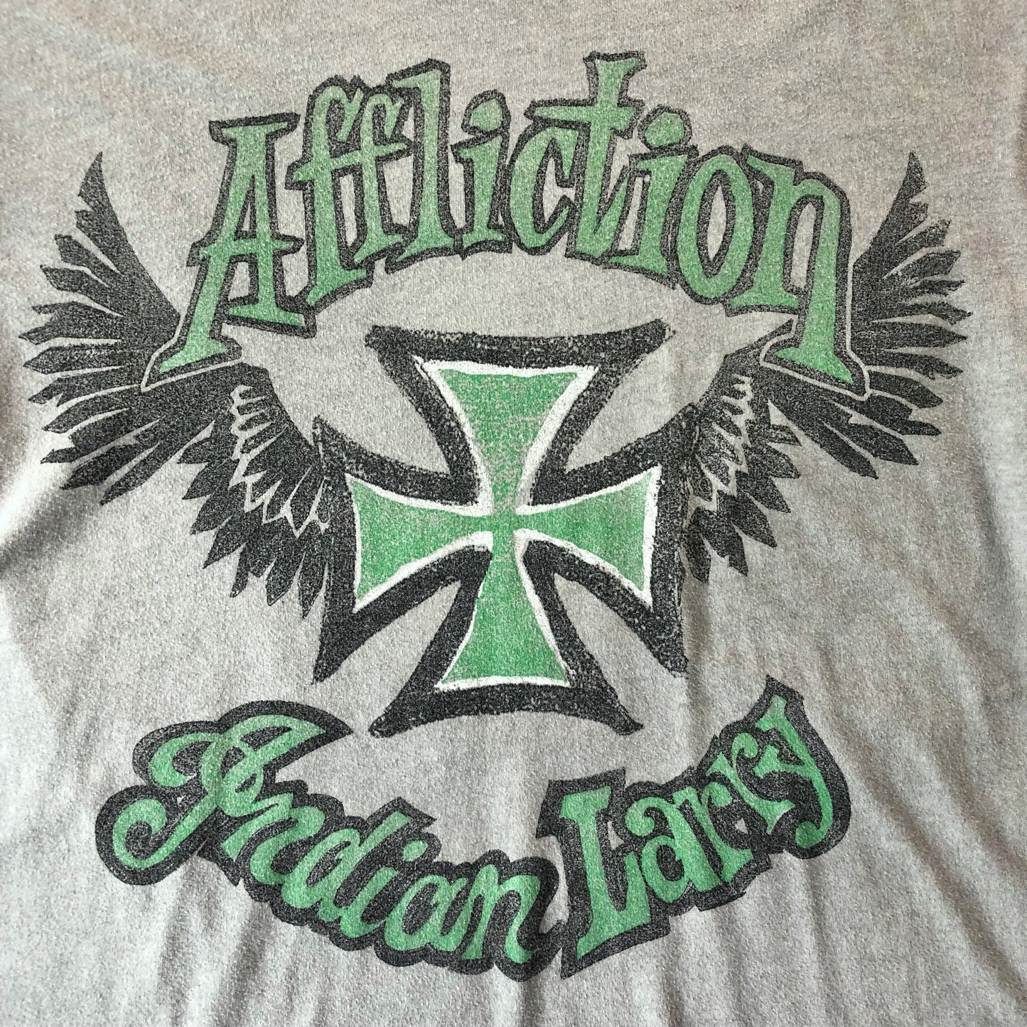 Vintage Y2K Affliction Indian Larry American Customs Motorcycle T Shirt L