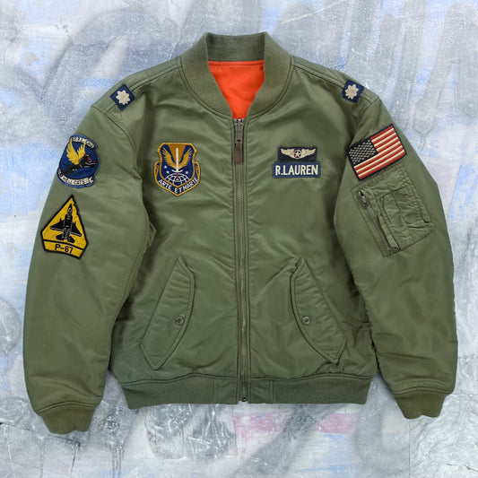 Vintage Ralph Lauren Reversible Flight MA-1 Bomber Zip Jacket XL