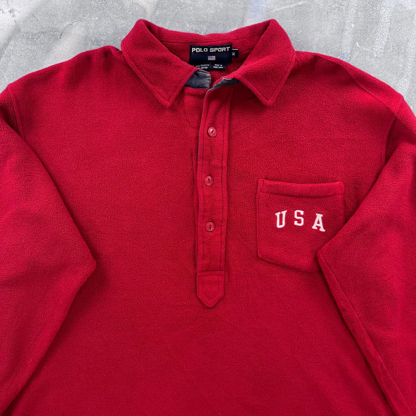 Vintage Polo Sport USA Quarter Button Fleece Sweatshirt XL