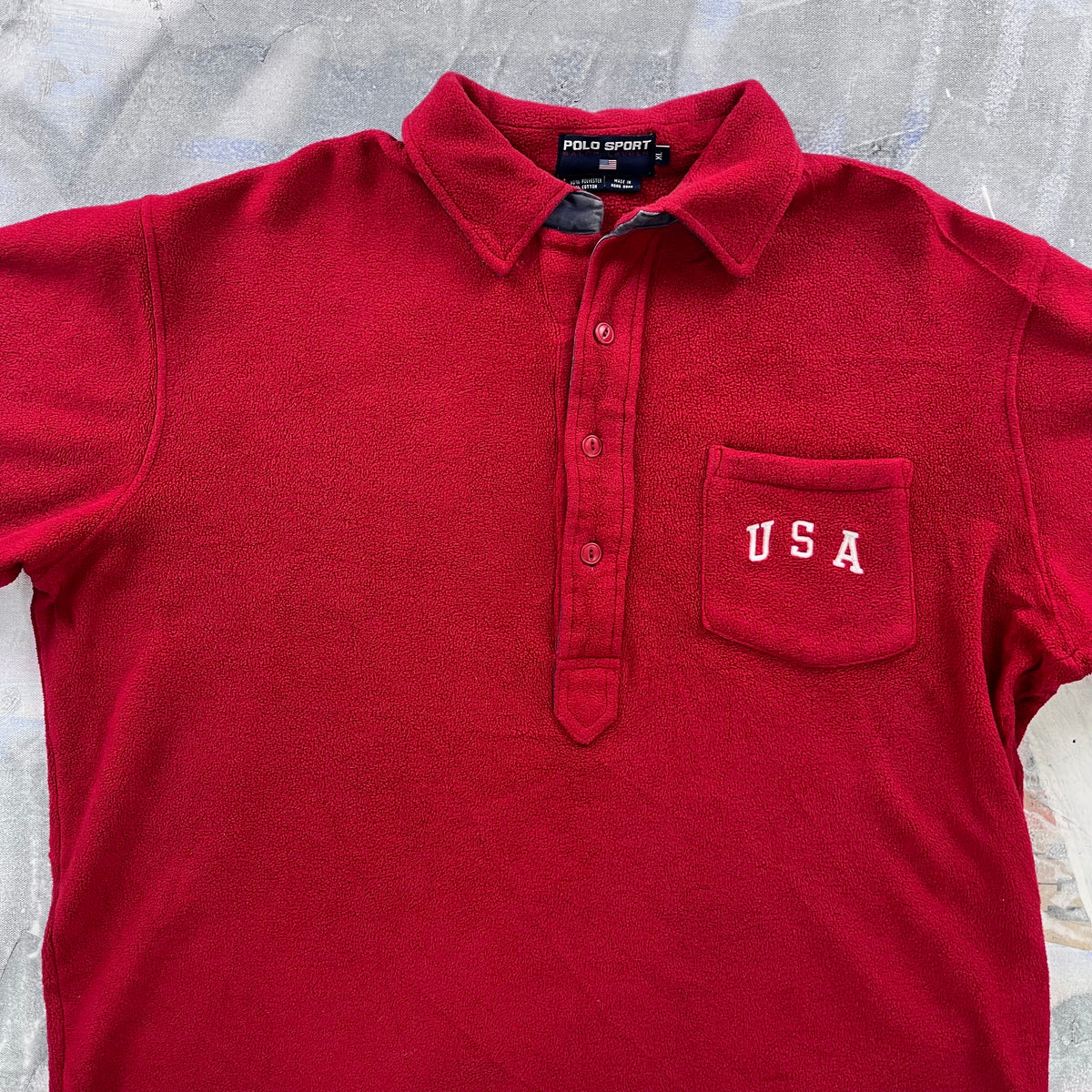 Vintage Polo Sport USA Quarter Button Fleece Sweatshirt XL