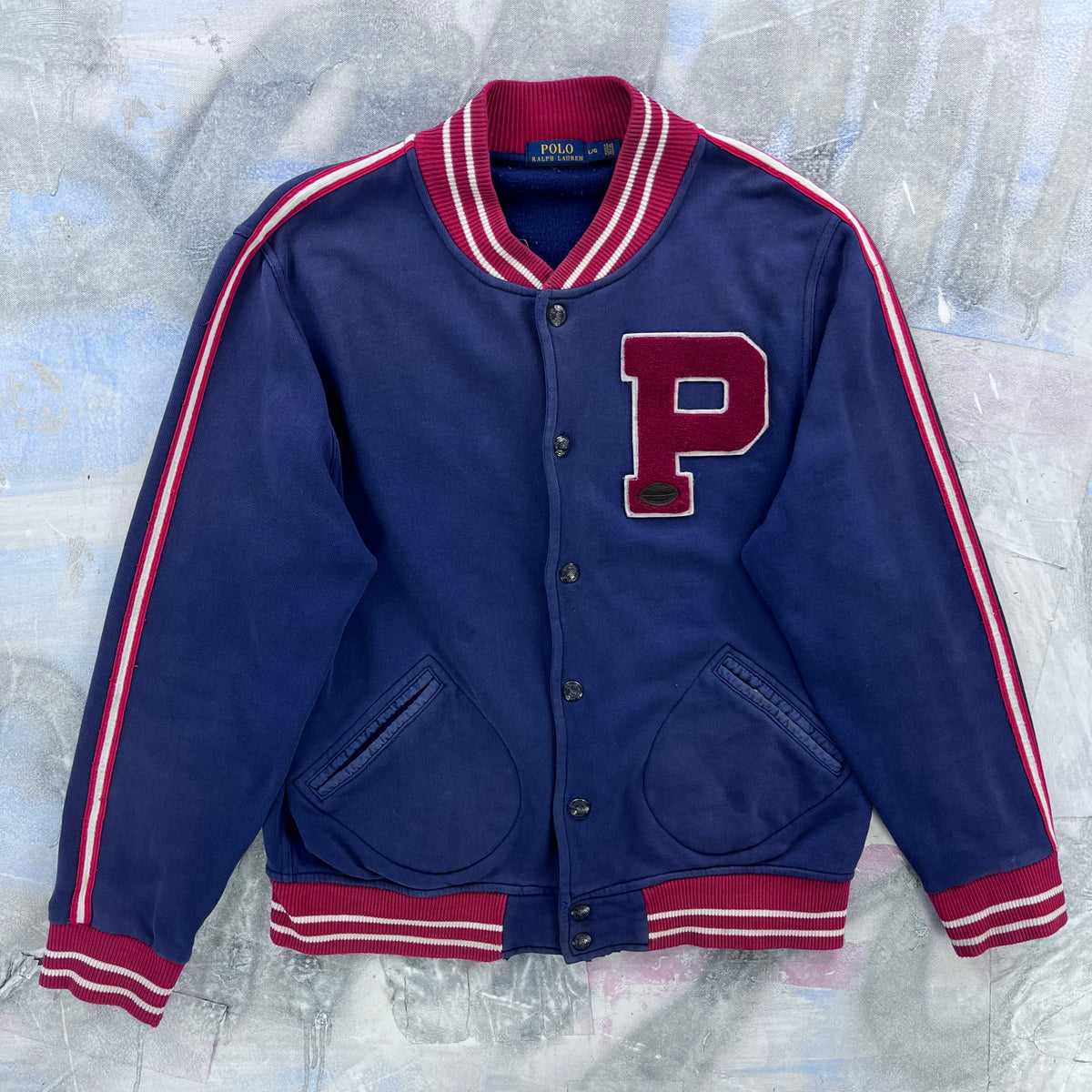 Polo Ralph Lauren New York Varsity Letterman Button Sweatshirt L
