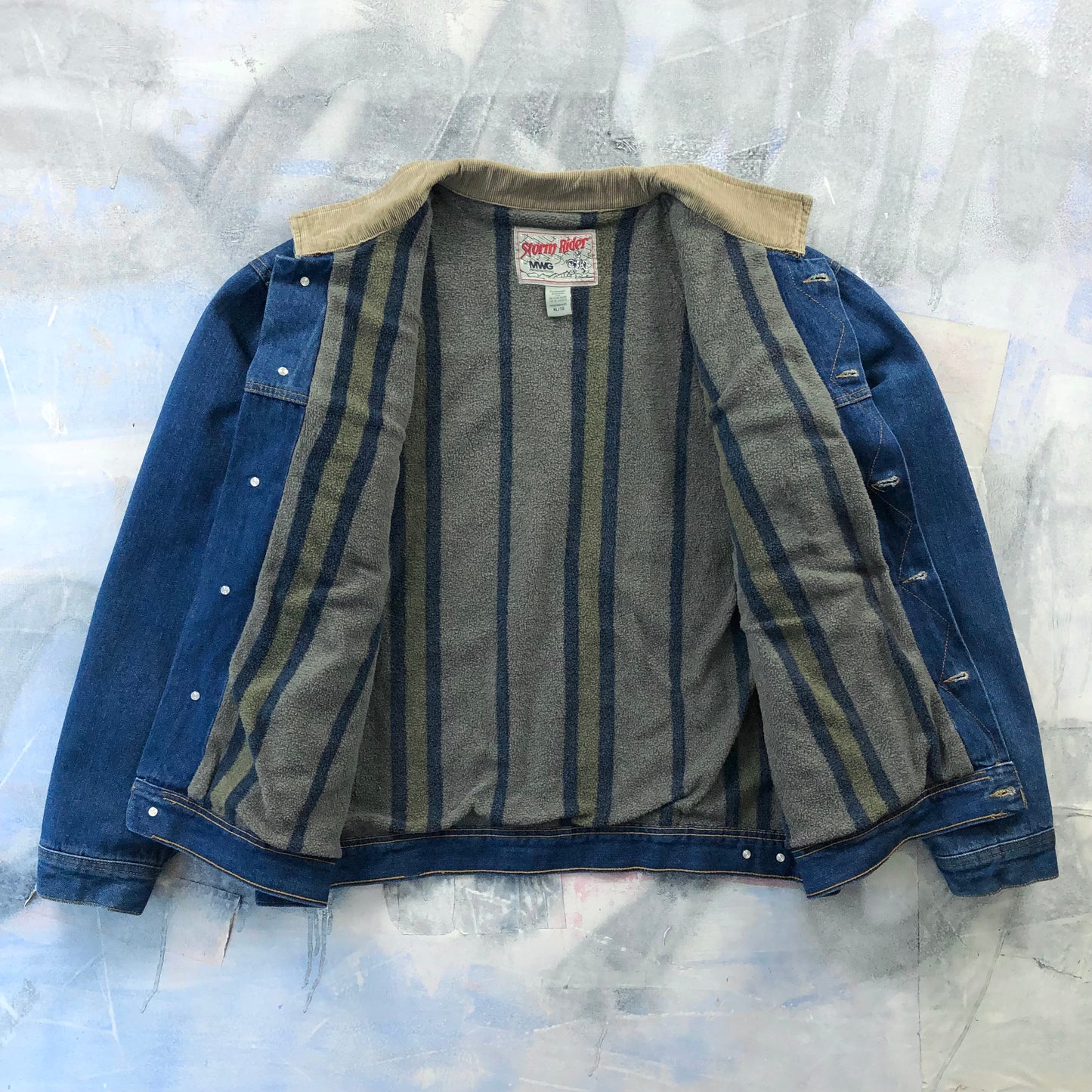 MWG Storm Rider Blanket Lined Corduroy Collar Denim Button Jacket XL