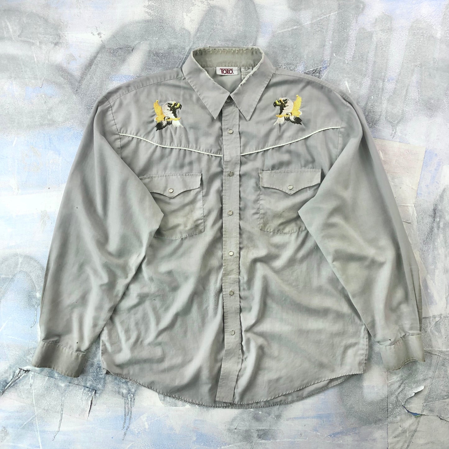 Vintage Western Embroided Eagle Button Shirt XL