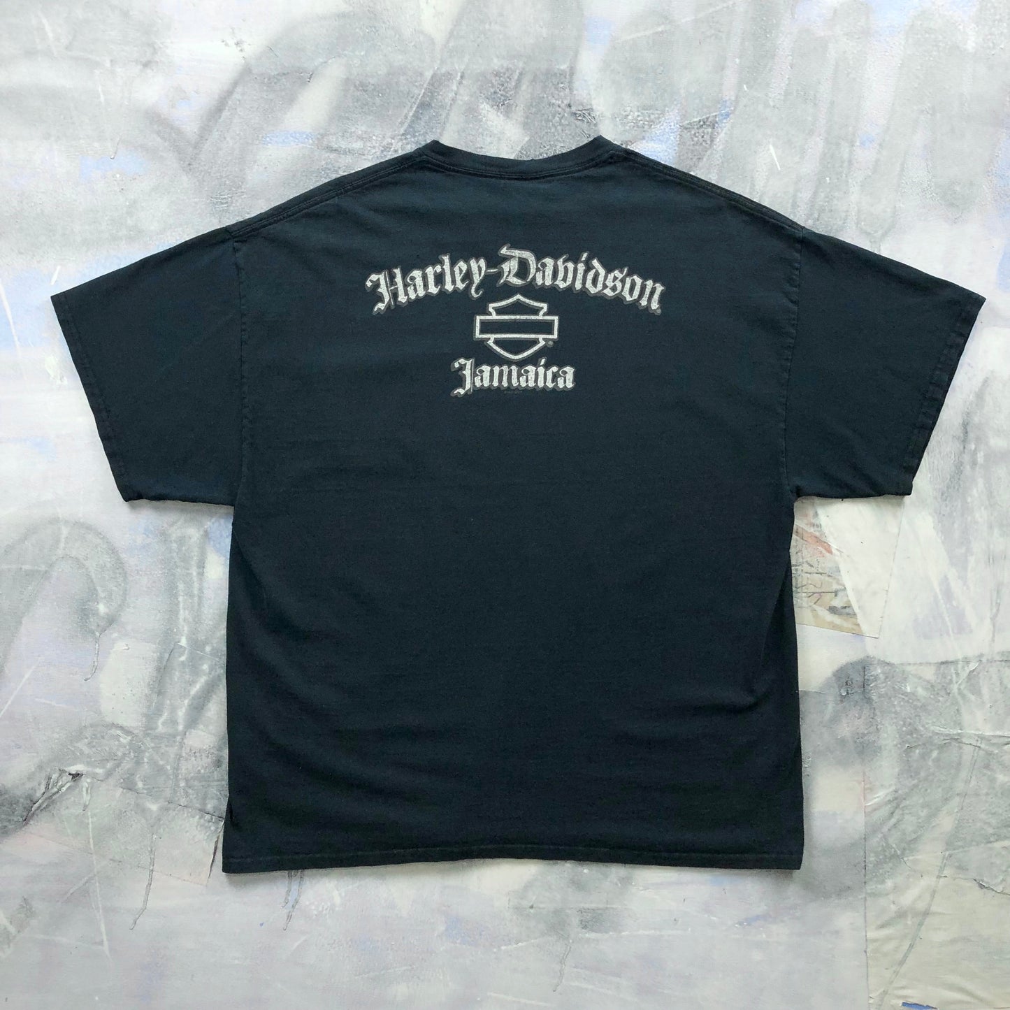 Vintage Harley Davidson Motorcycles Jamaica Skull Chest Pocket T Shirt XXL