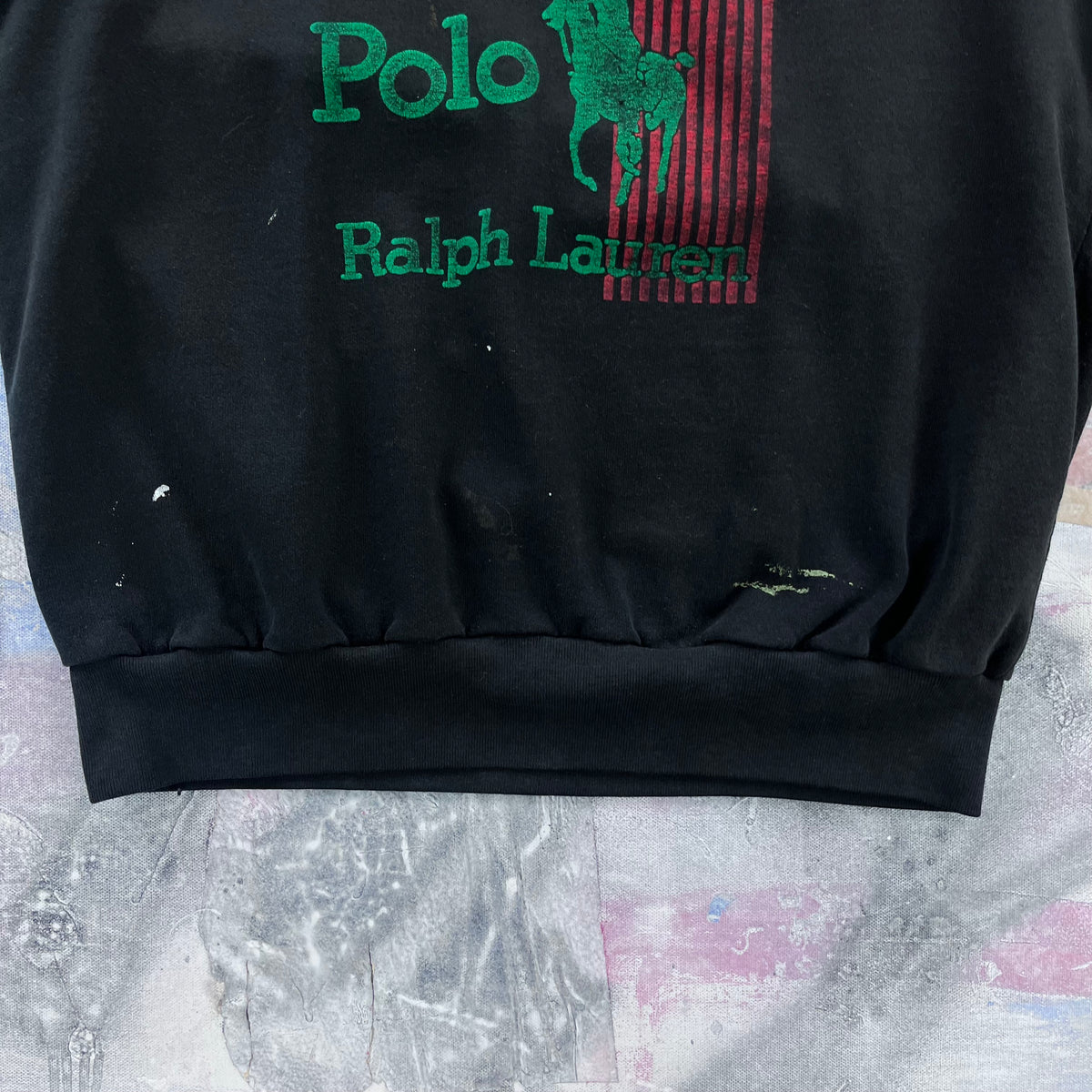 Vintage 80s USA Polo Ralph Lauren Custom Cut Off Crewneck Sweatshirt L