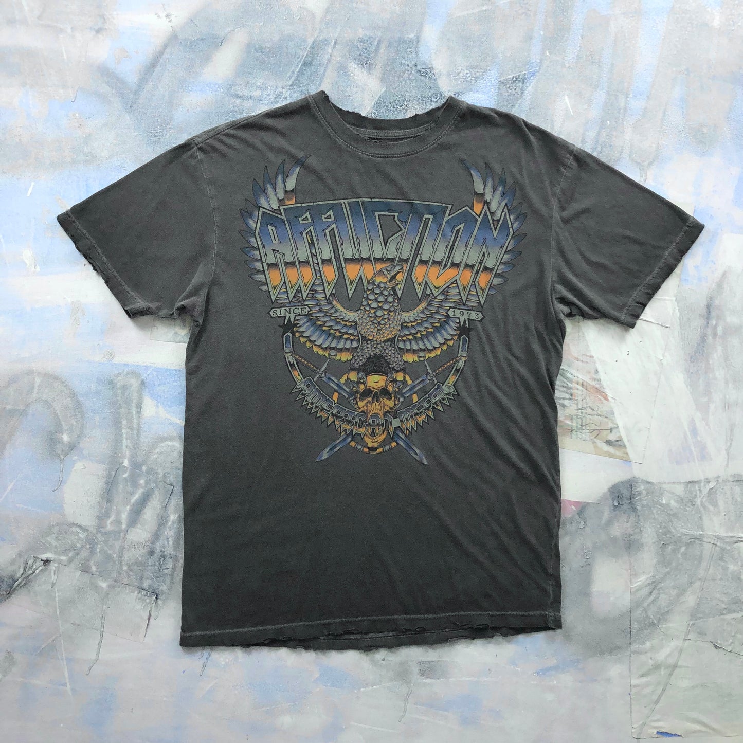 Vintage Y2K USA Affliction American Metal Tour Eagle Skull T Shirt XL
