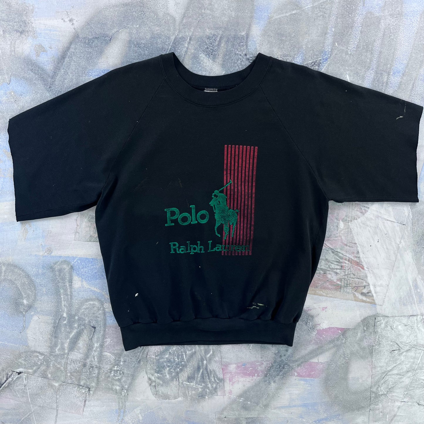 Vintage 80s USA Polo Ralph Lauren Custom Cut Off Crewneck Sweatshirt L