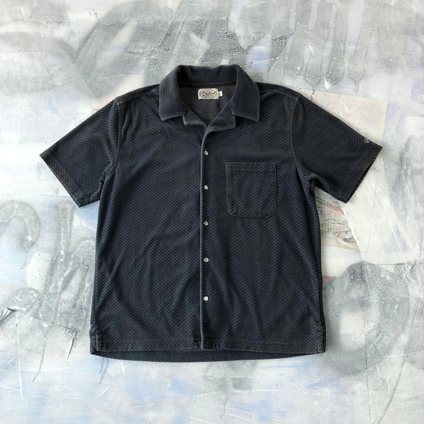 Vintage Worlds Finest Indian Motorcycles Camp Button Shirt M