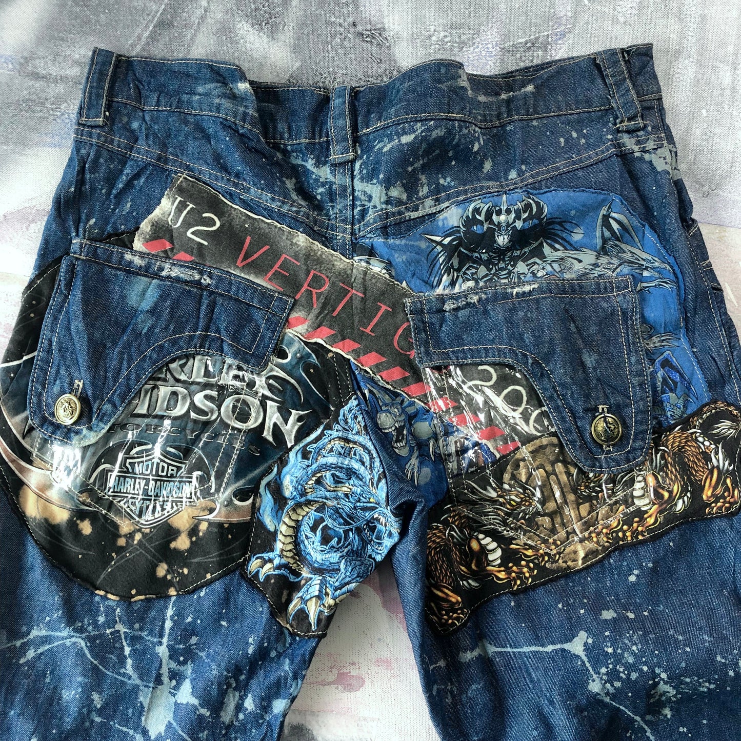 Vintage Harley Davidson Distressed Jean W36