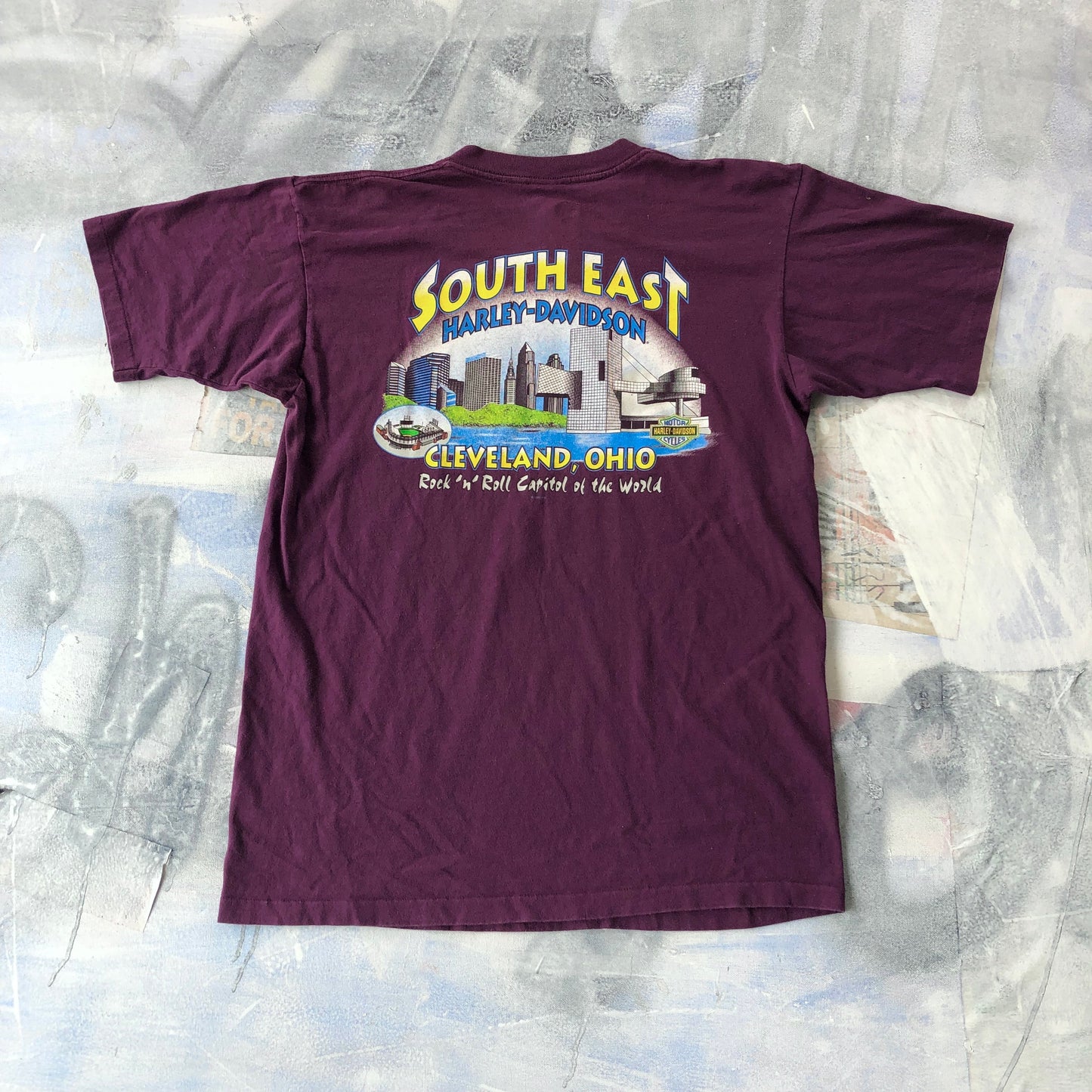 Vintage 90s USA Harley Davidson Motorcycles Eagle Southeast Cleveland Ohio T Shirt L